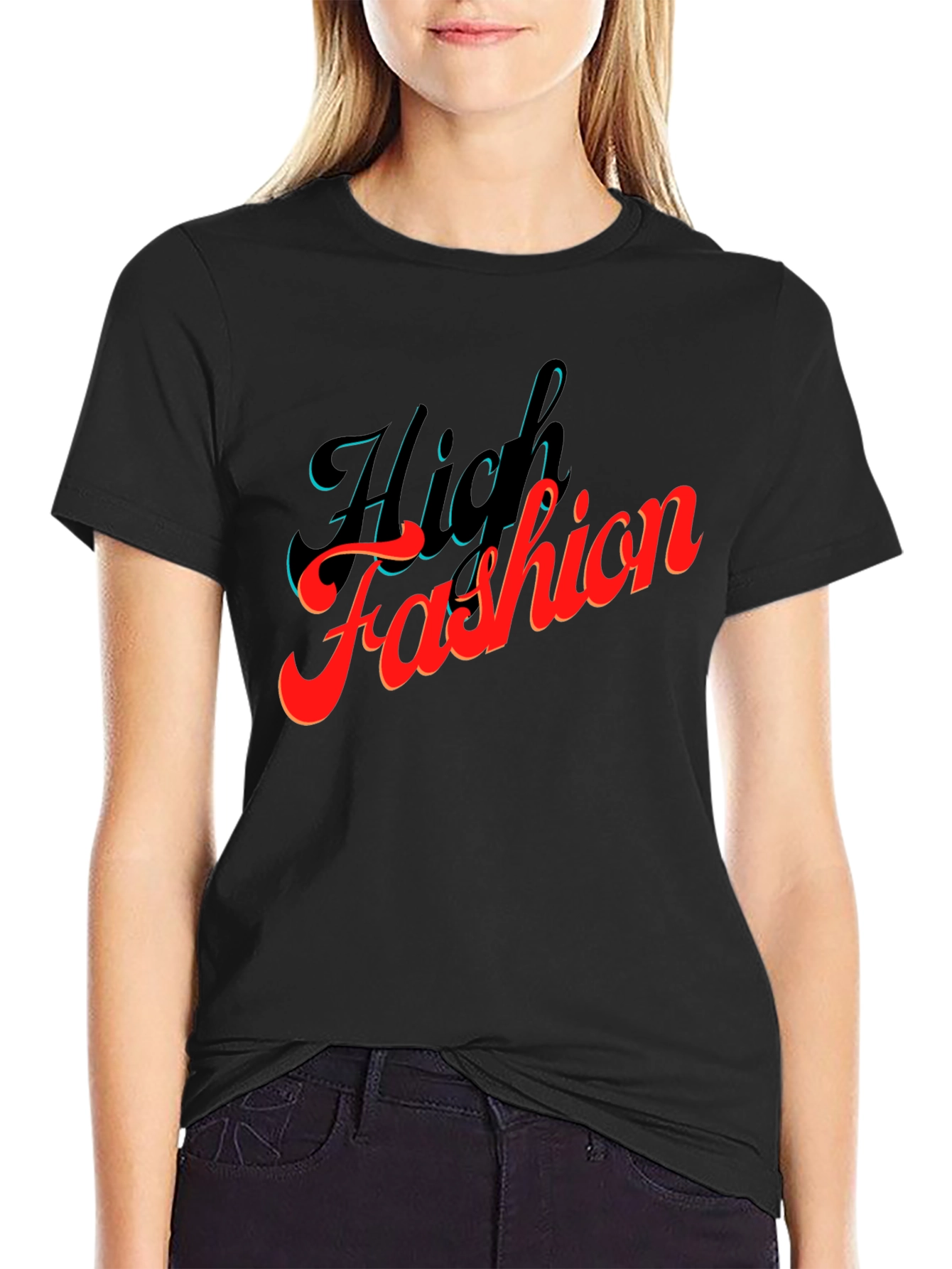 High Fashion Graphic Tee - Stylish Black T-Shirt