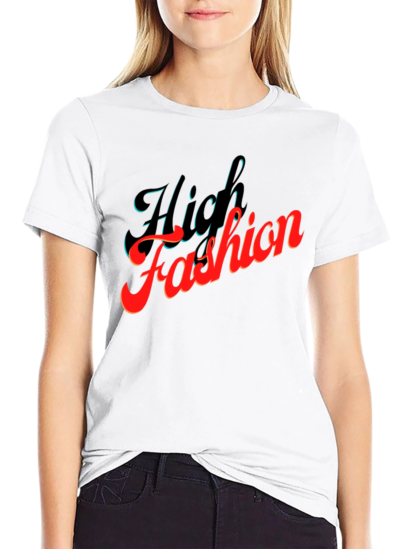 High Fashion Graphic Tee - Stylish Black T-Shirt