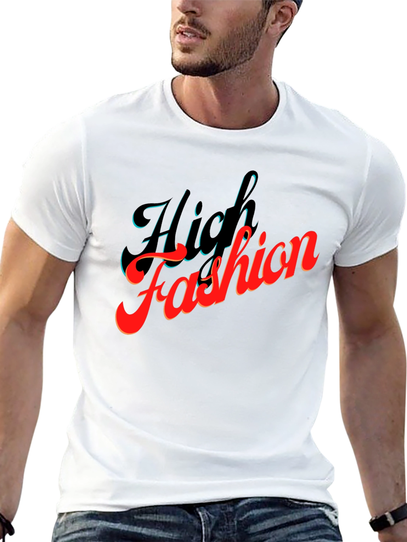 High Fashion Graphic Tee - Stylish Black T-Shirt