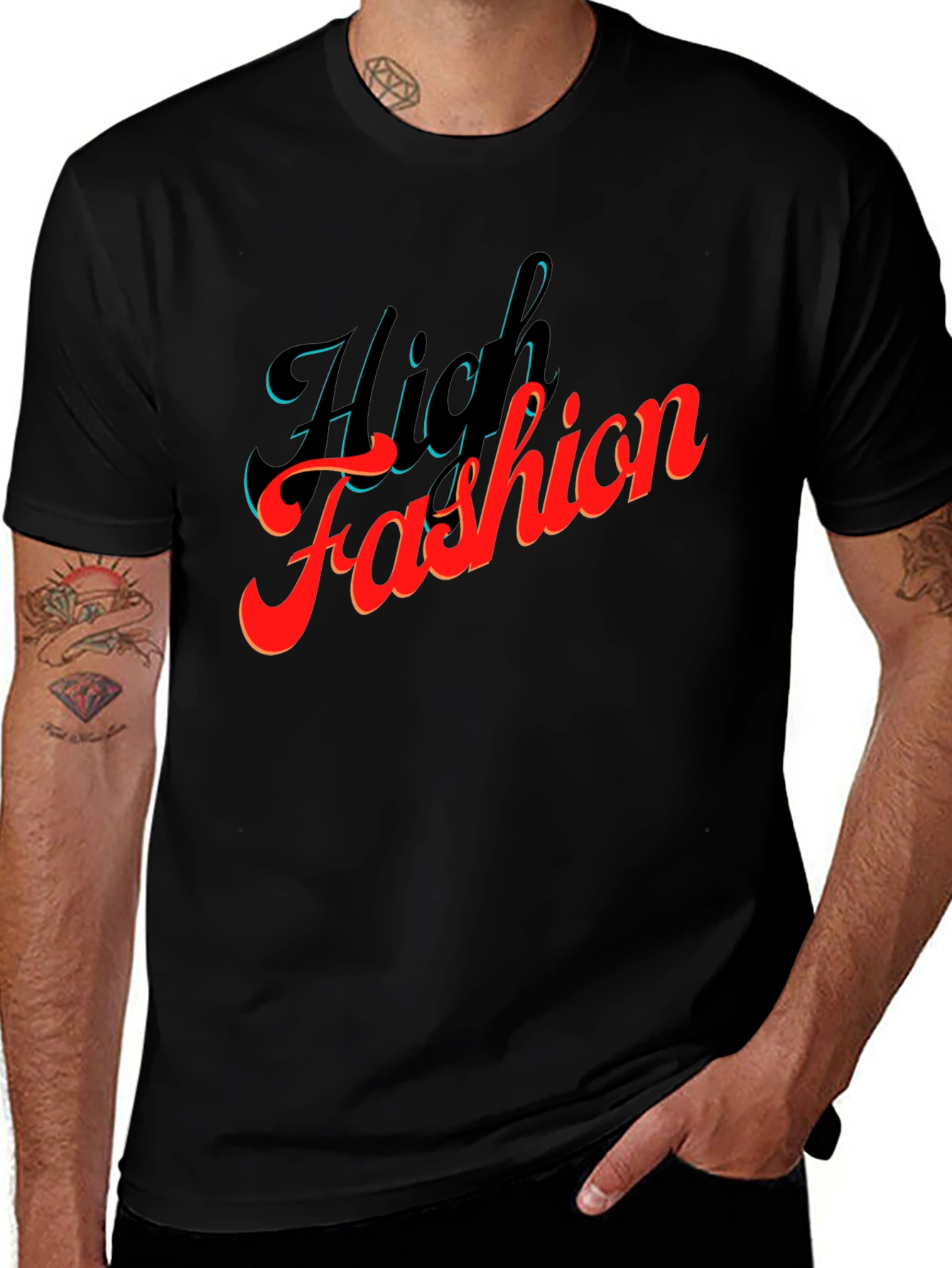 High Fashion Graphic Tee - Stylish Black T-Shirt