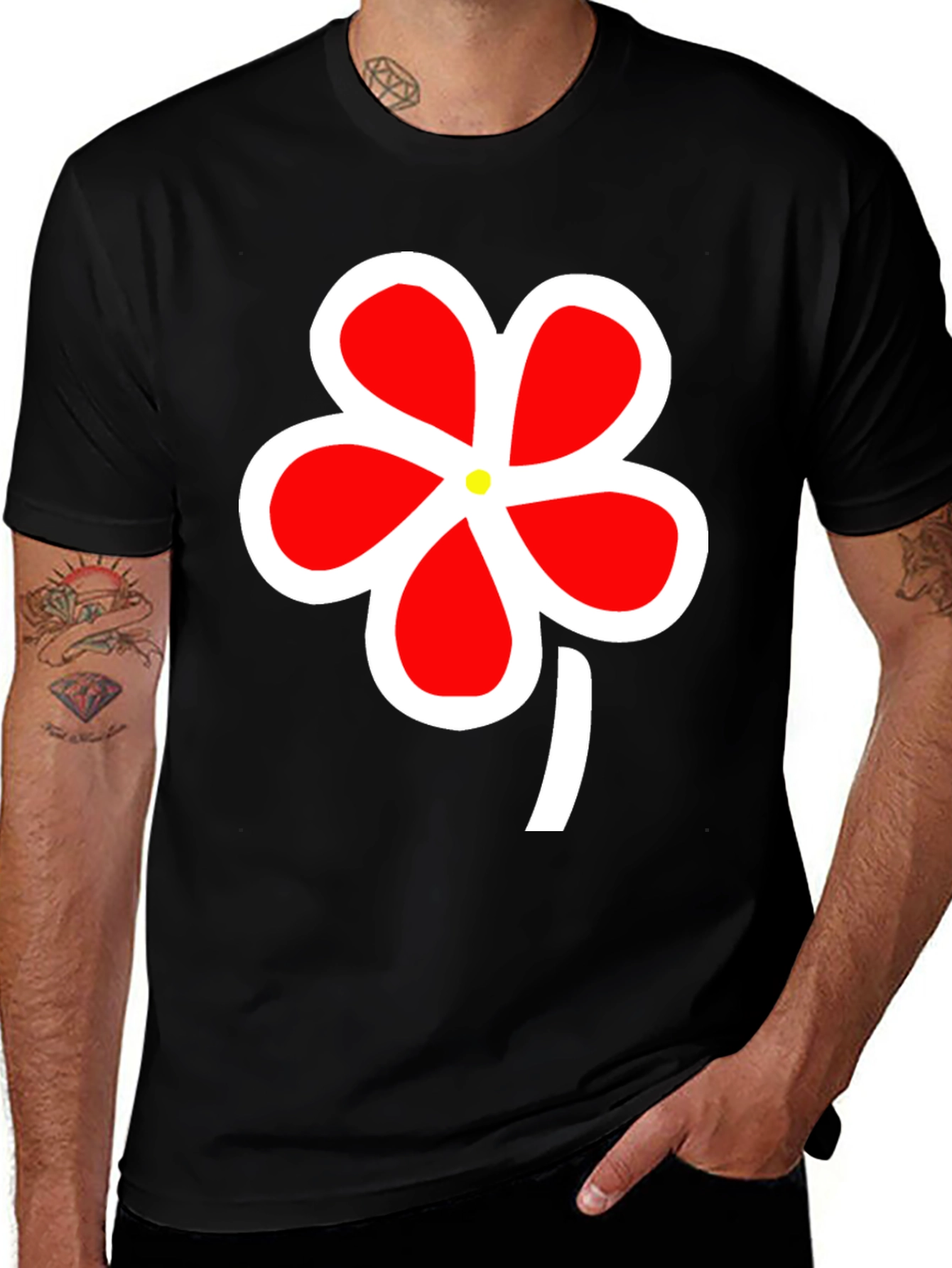 Bold Floral Graphic Tee - Black