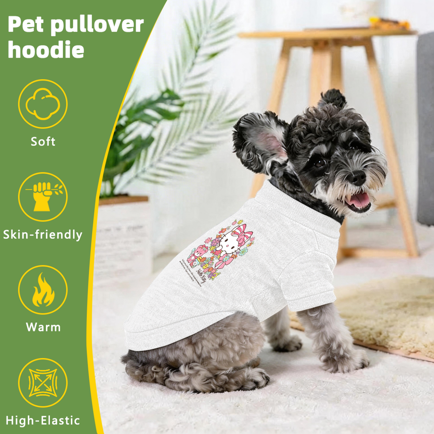 Blooming Floral Hello Kitty Pet Sweater, Kawaii Girly Puppy Cardigan