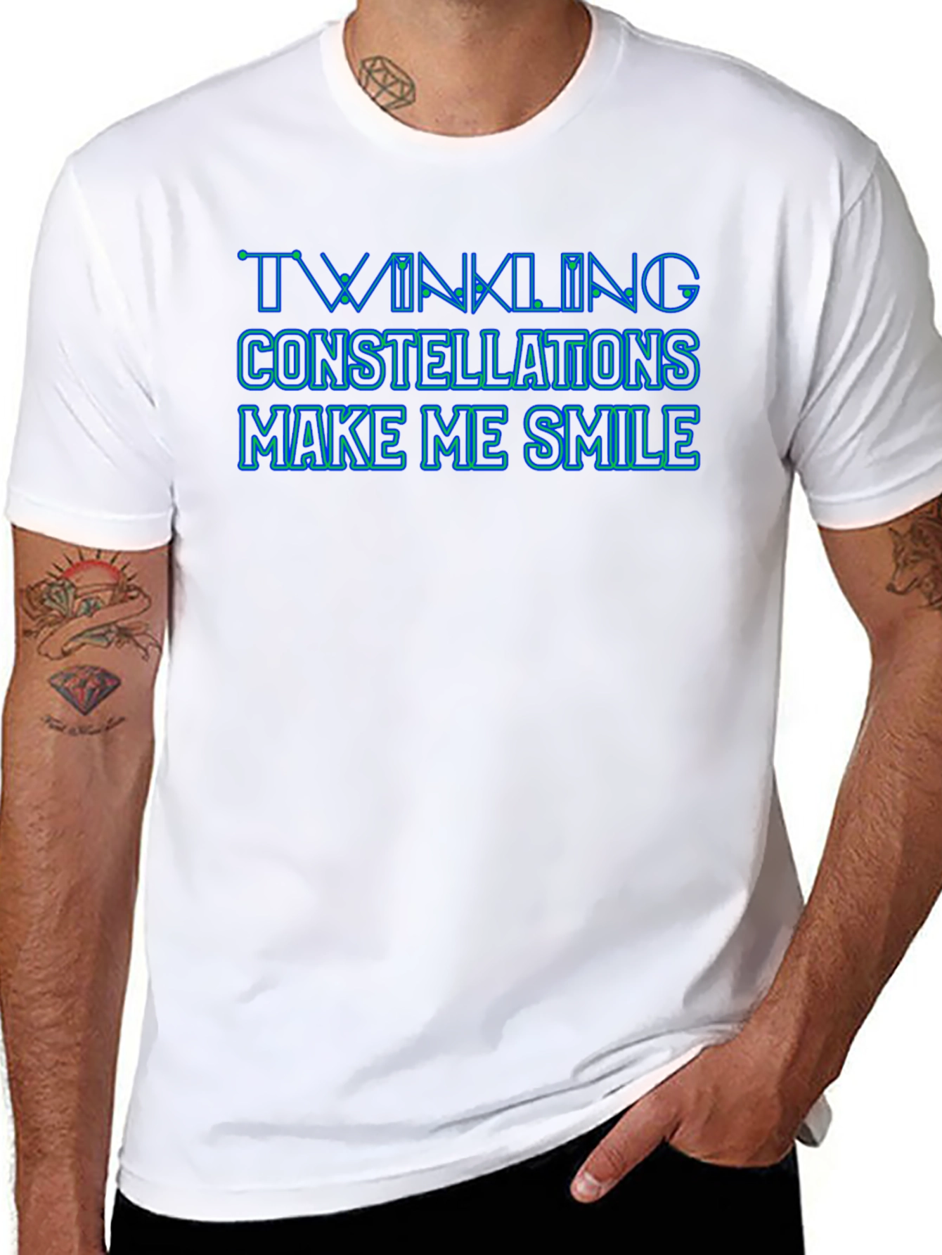 Twinkling Constellations Graphic Tee - Soft Black Cotton