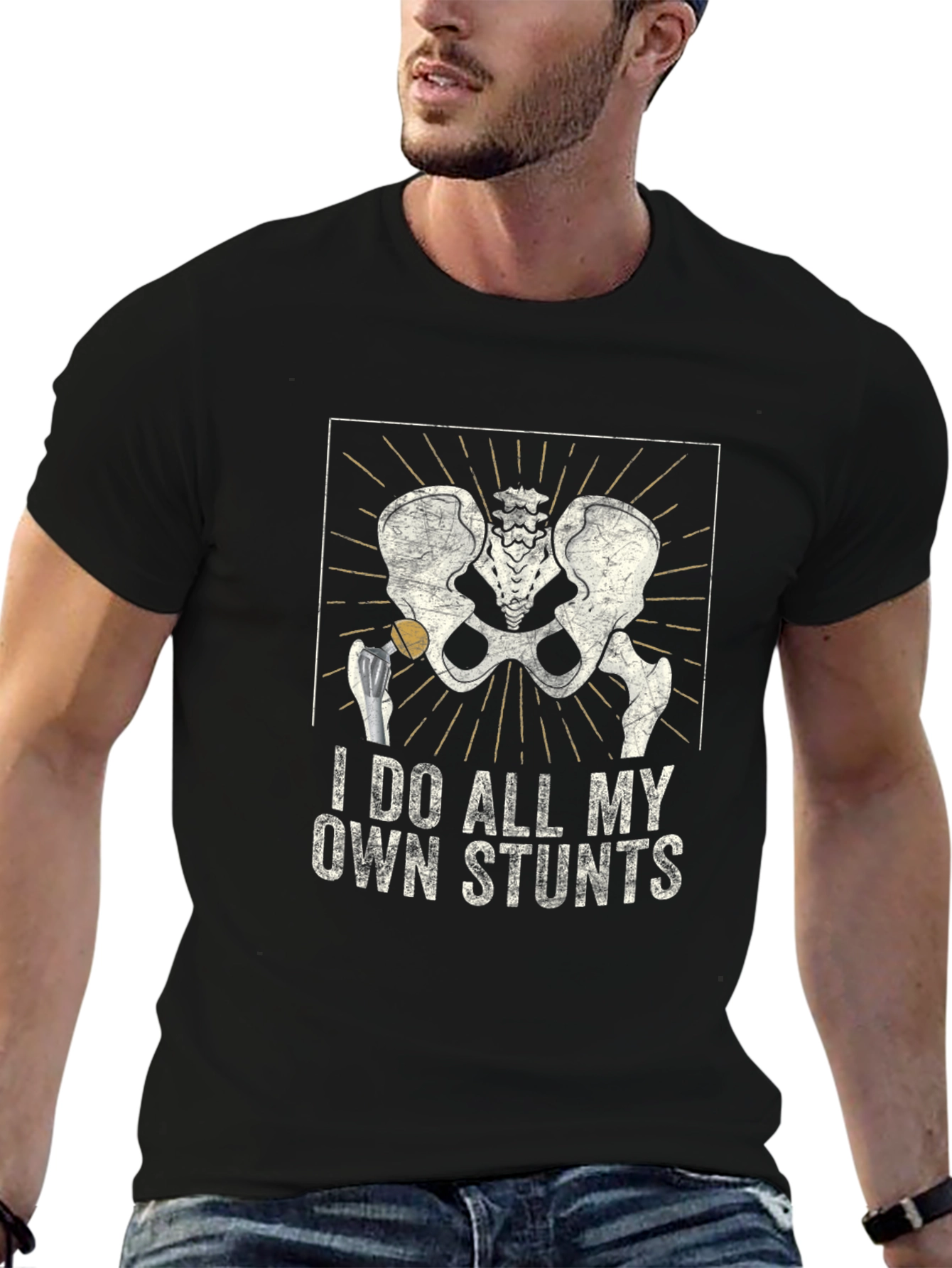 I Do All My Own Stunts Skeleton Hip T-Shirt