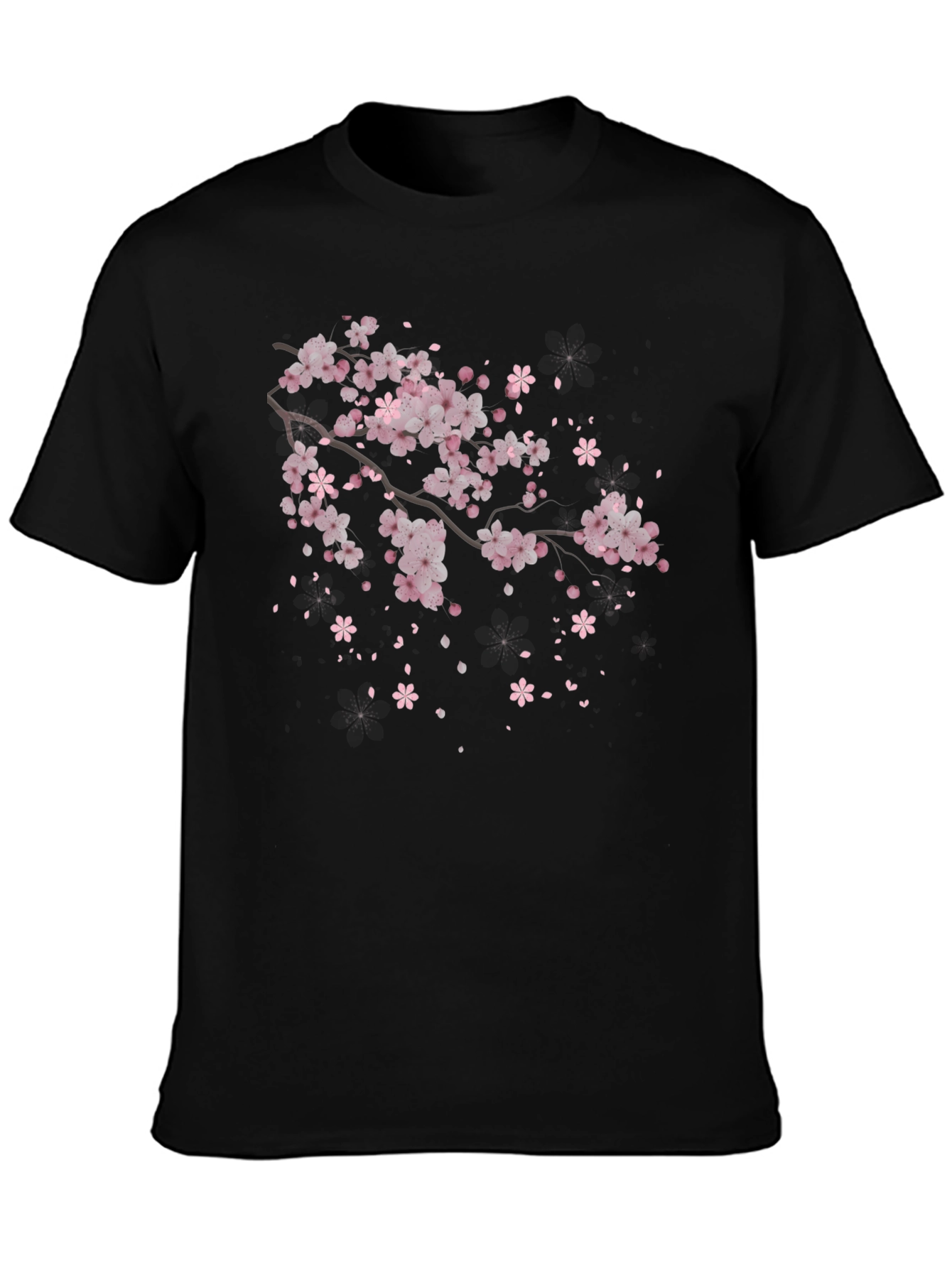 Cherry Blossom Branch Black T-Shirt