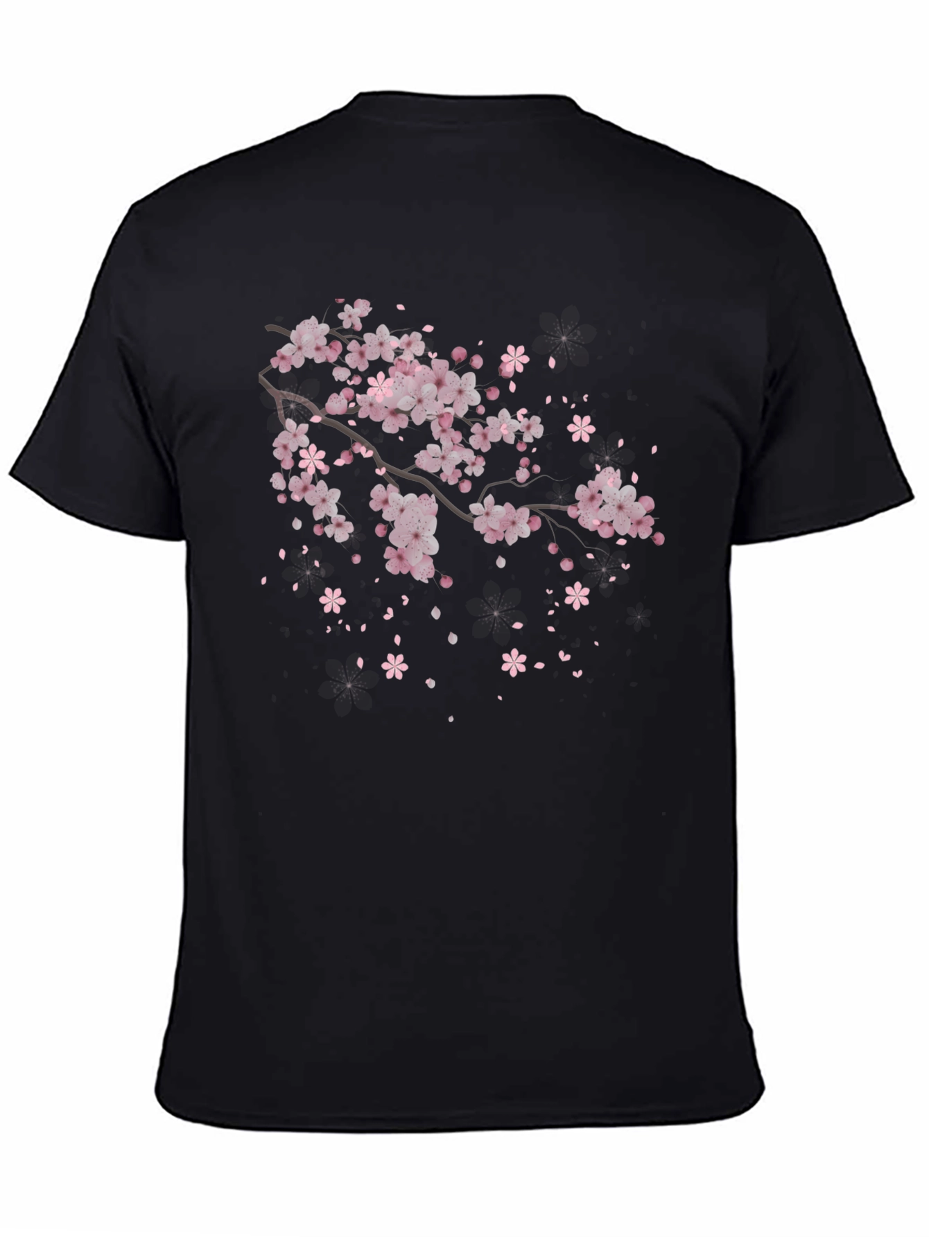 Cherry Blossom Branch Black T-Shirt