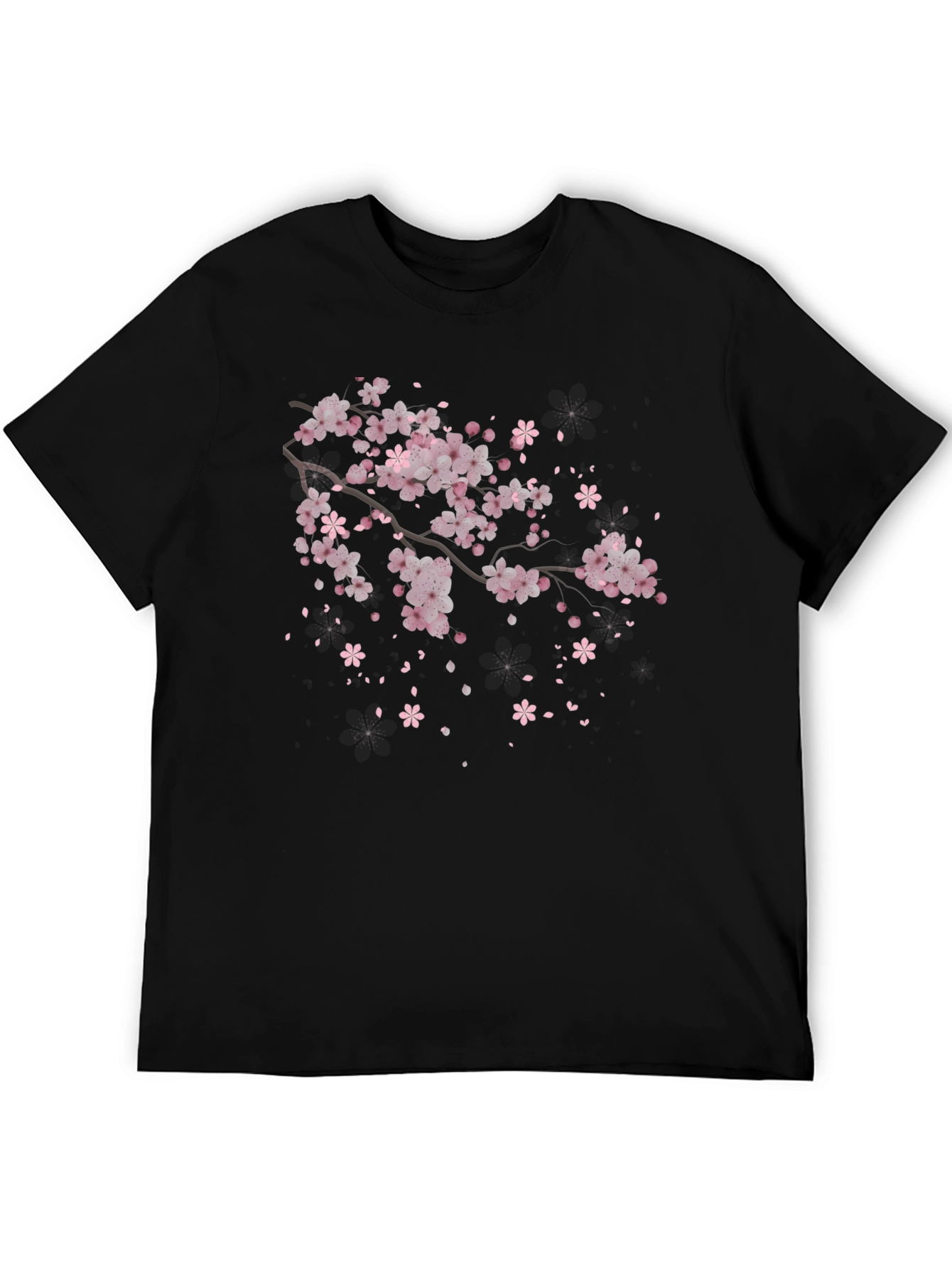 Cherry Blossom Branch Black T-Shirt