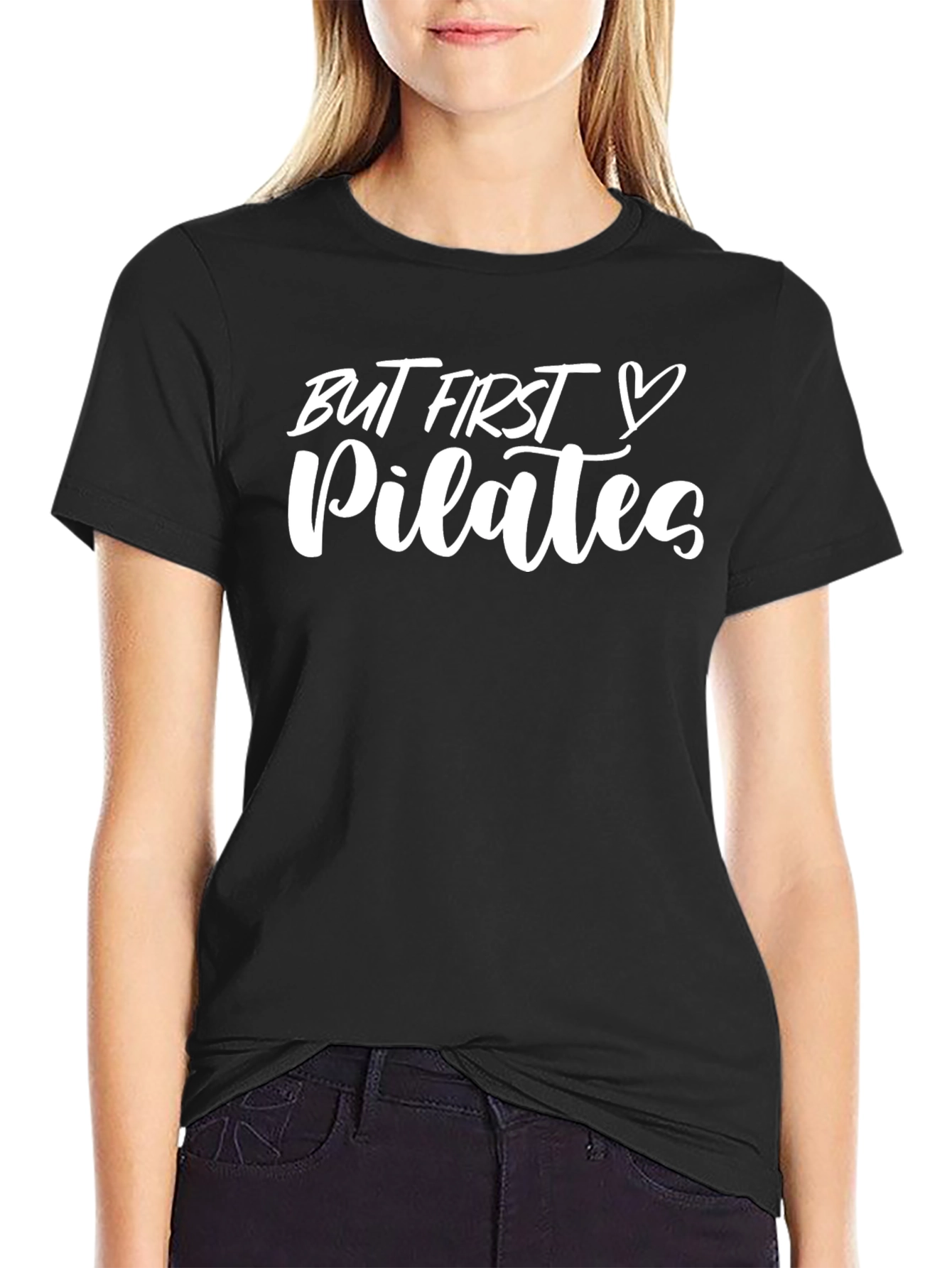 But First Pilates Black Graphic Tee