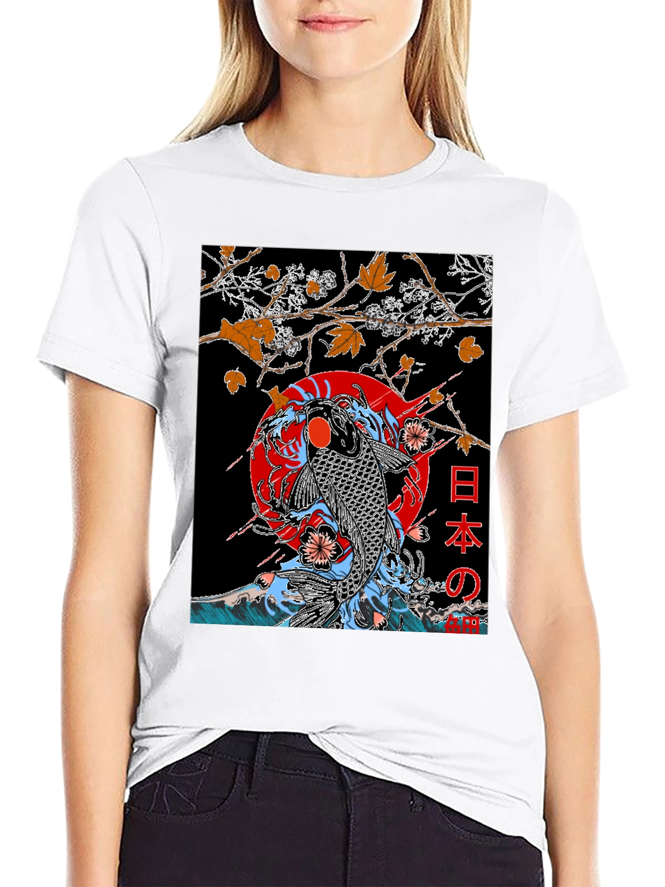 Koi Fish Graphic T-Shirt - Japanese Art Style