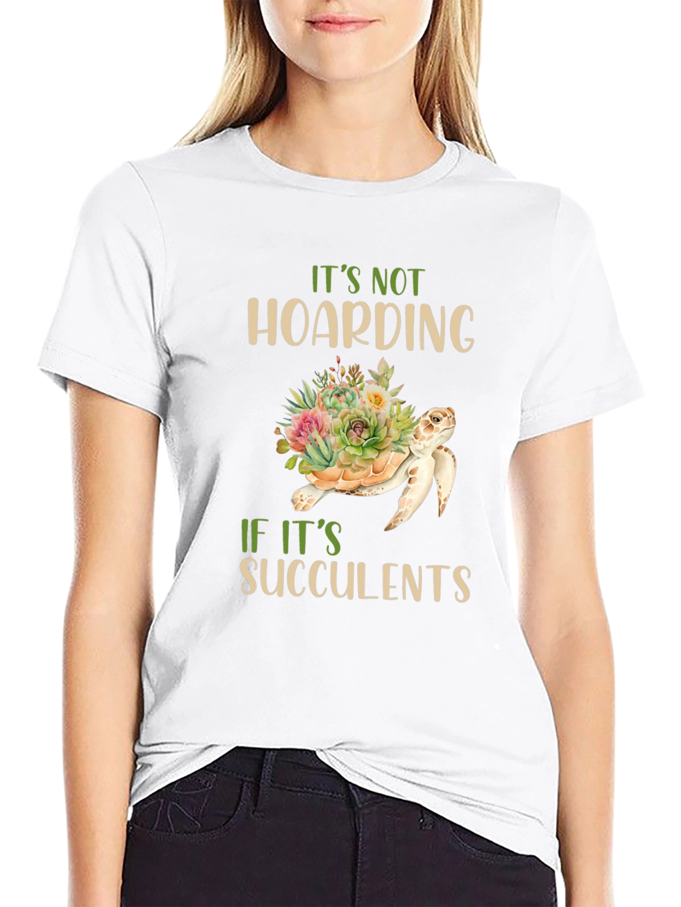 Succulent Turtle Graphic T-Shirt
