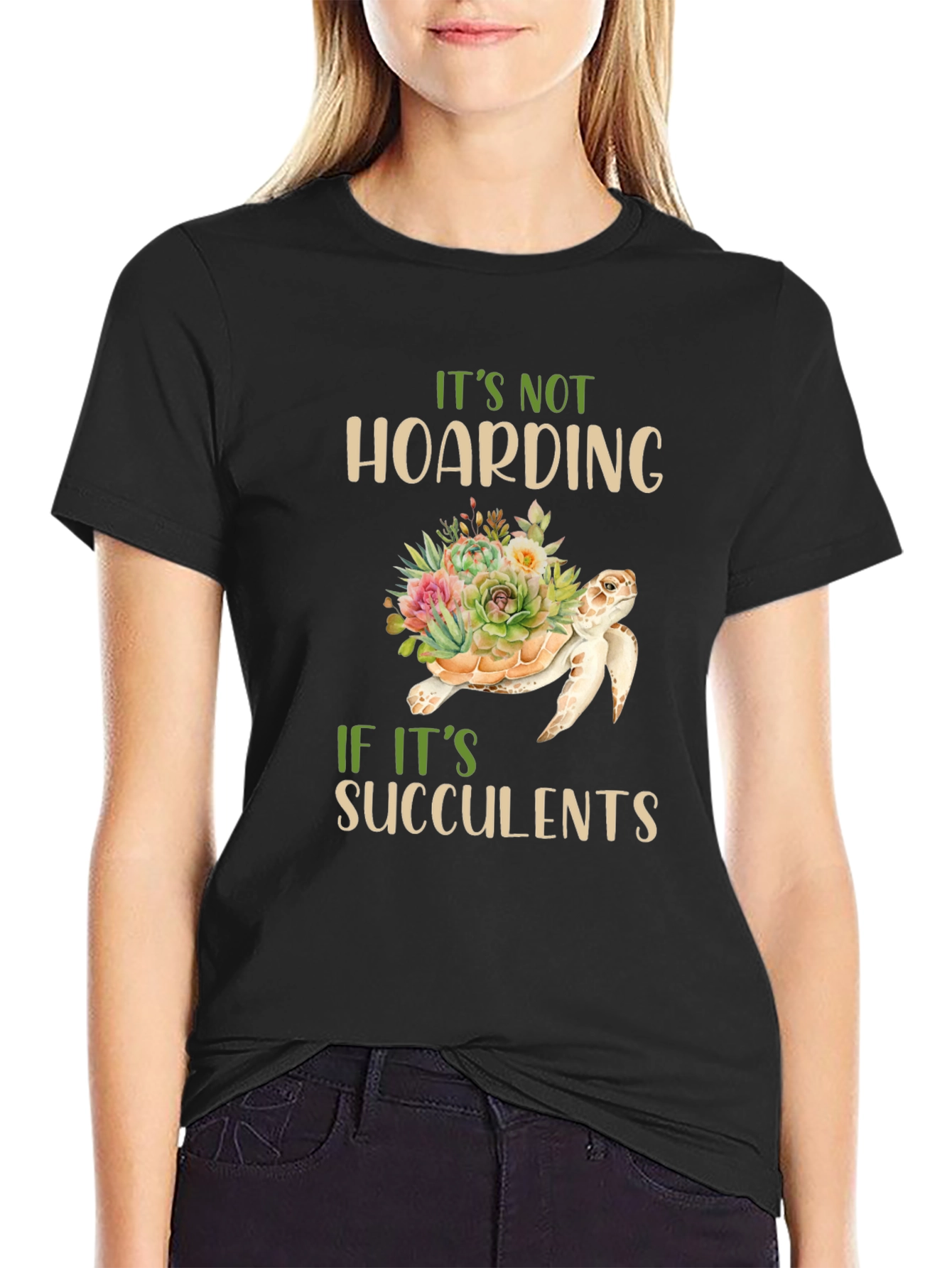 Succulent Turtle Graphic T-Shirt
