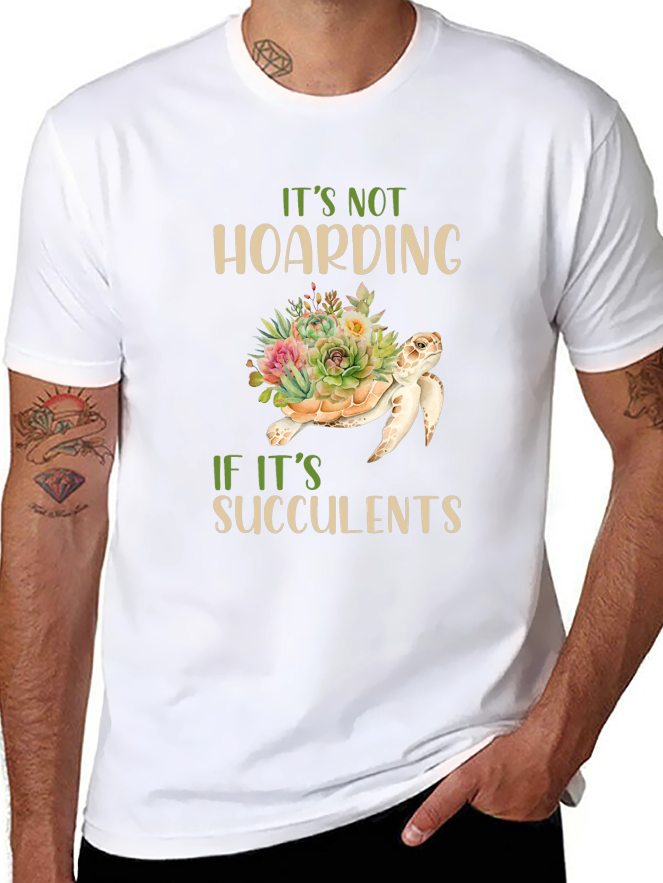 Succulent Turtle Graphic T-Shirt