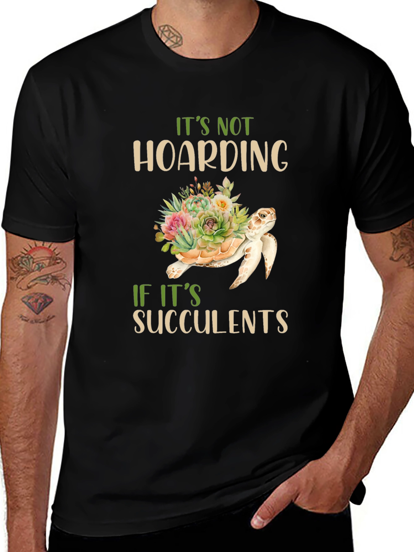 Succulent Turtle Graphic T-Shirt