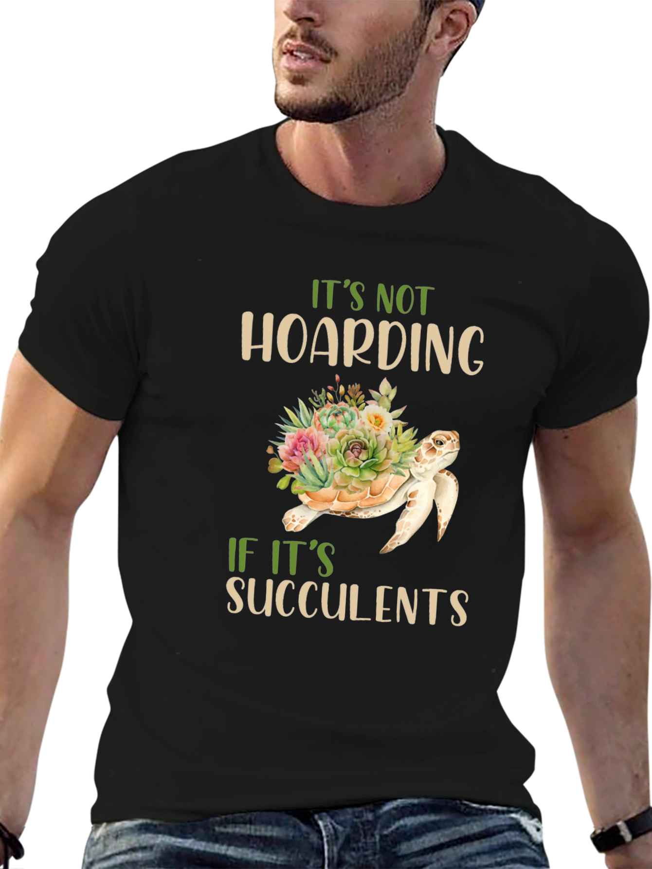 Succulent Turtle Graphic T-Shirt