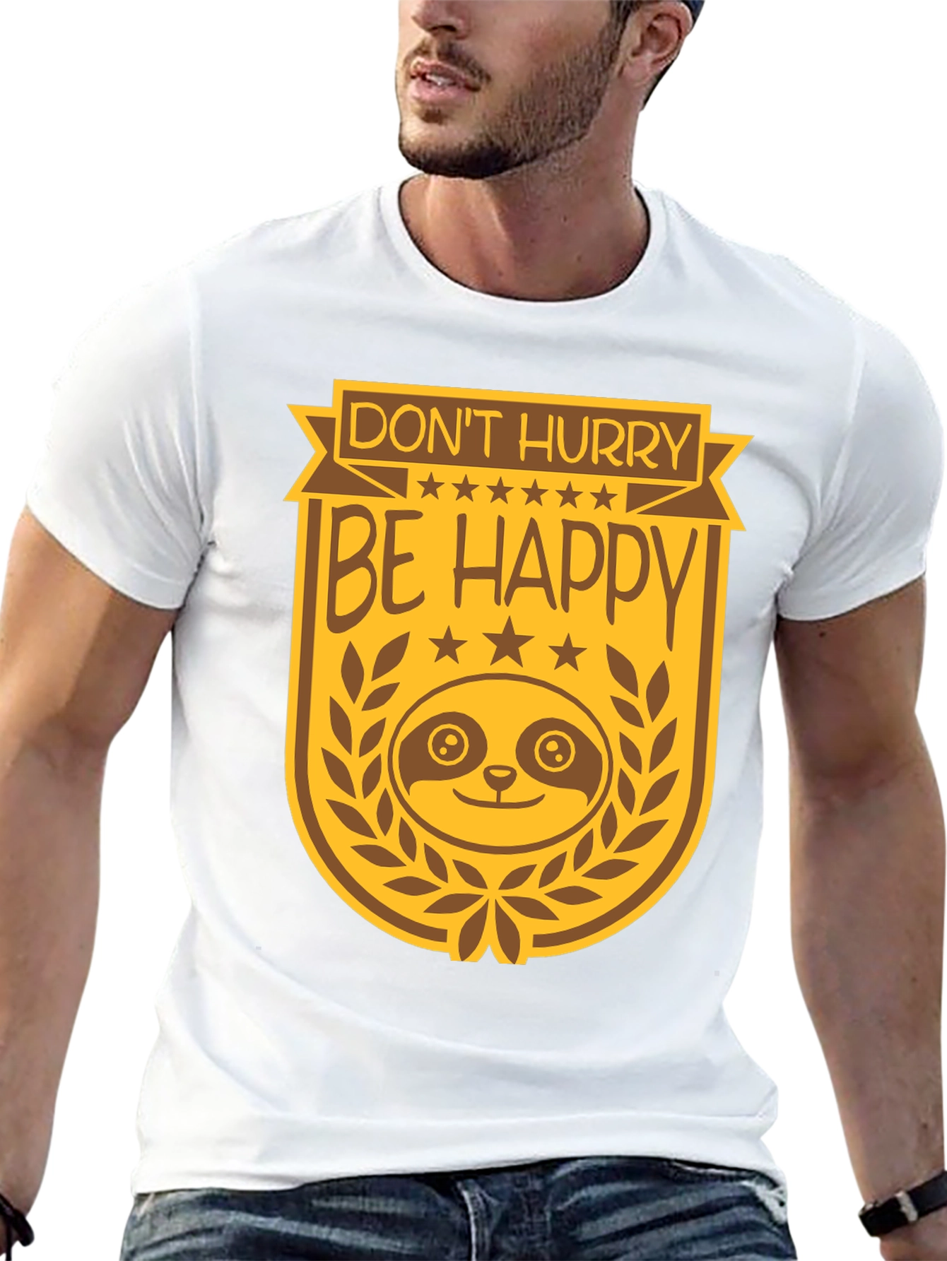 Dont Hurry Be Happy Sloth Graphic Tee