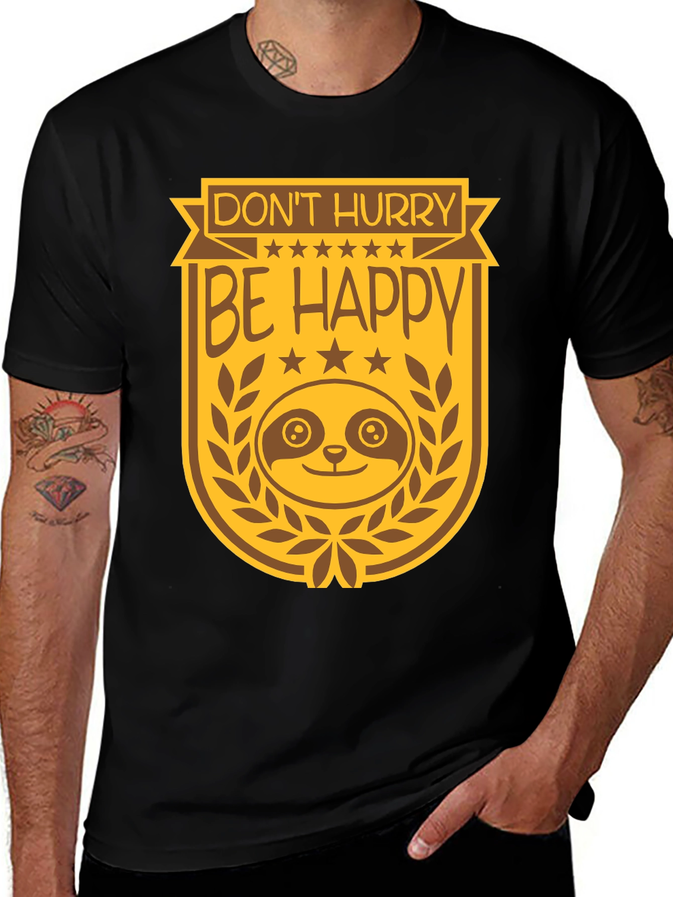 Dont Hurry Be Happy Sloth Graphic Tee