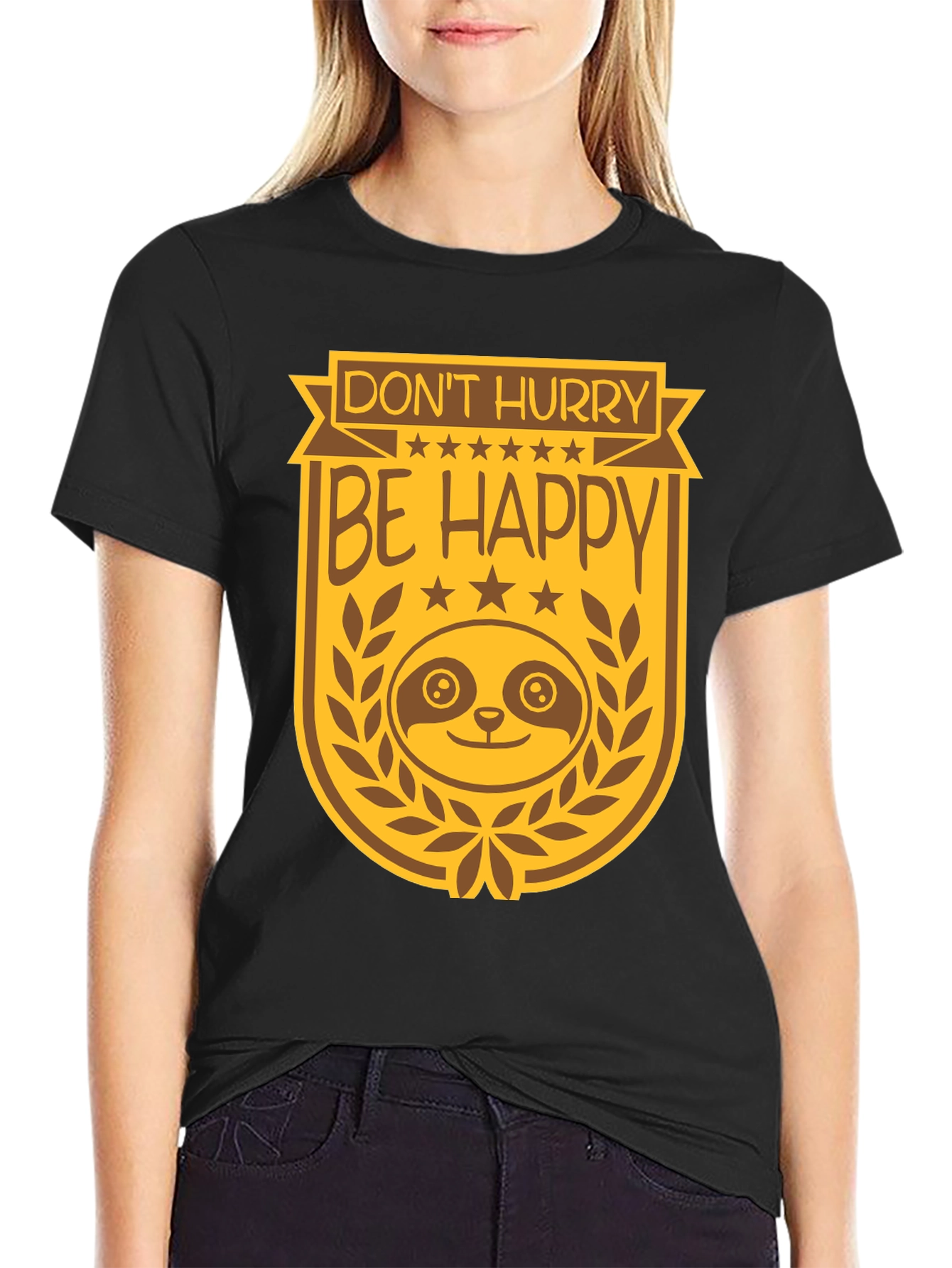 Dont Hurry Be Happy Sloth Graphic Tee