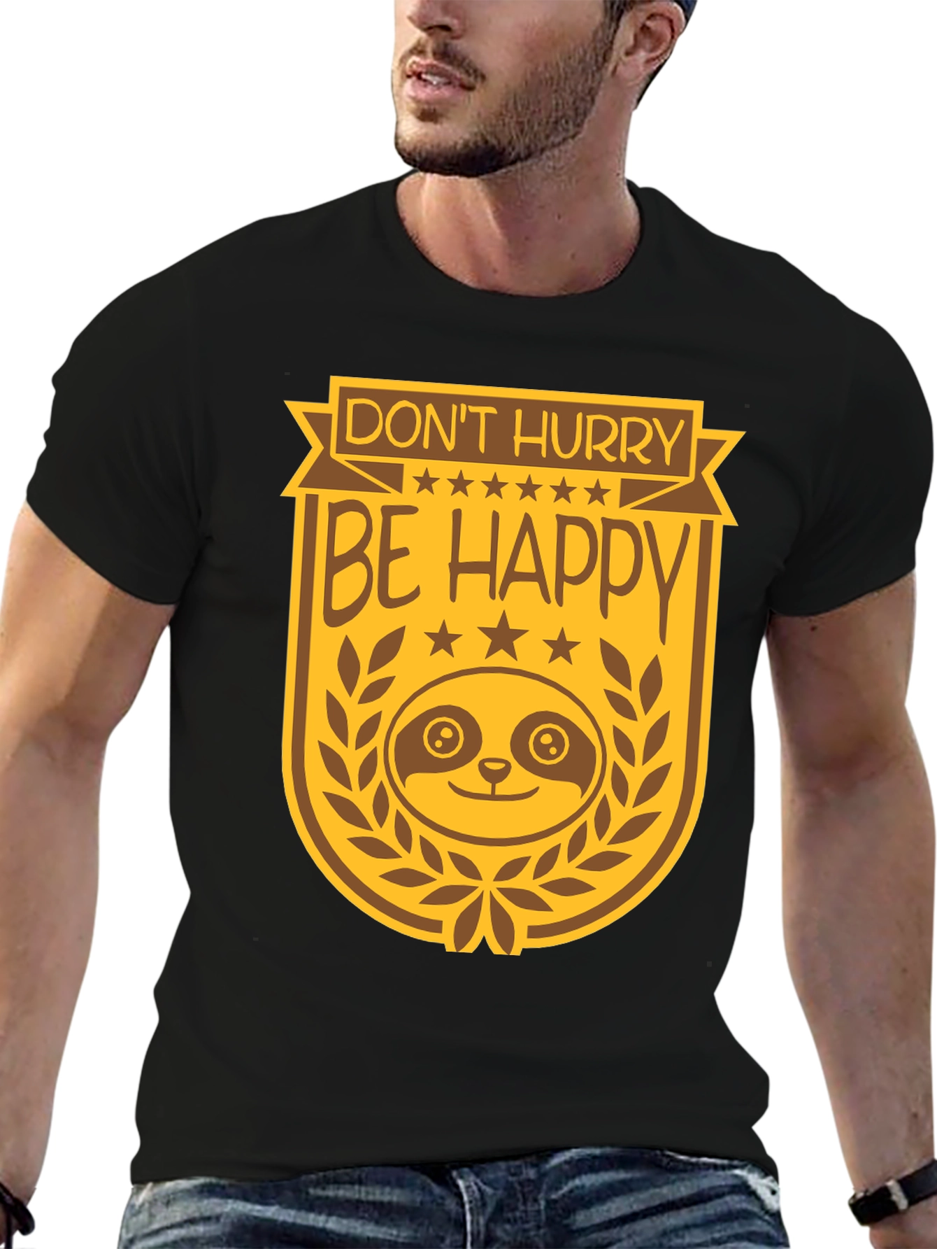 Dont Hurry Be Happy Sloth Graphic Tee