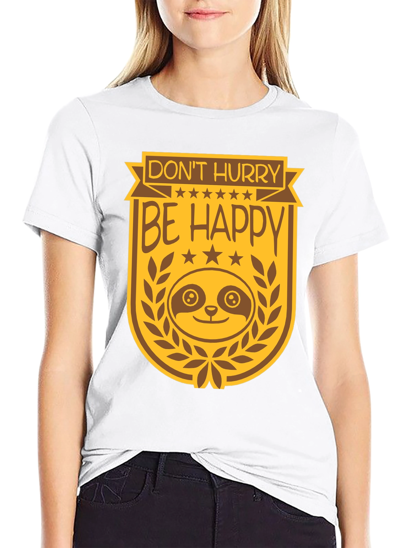 Dont Hurry Be Happy Sloth Graphic Tee