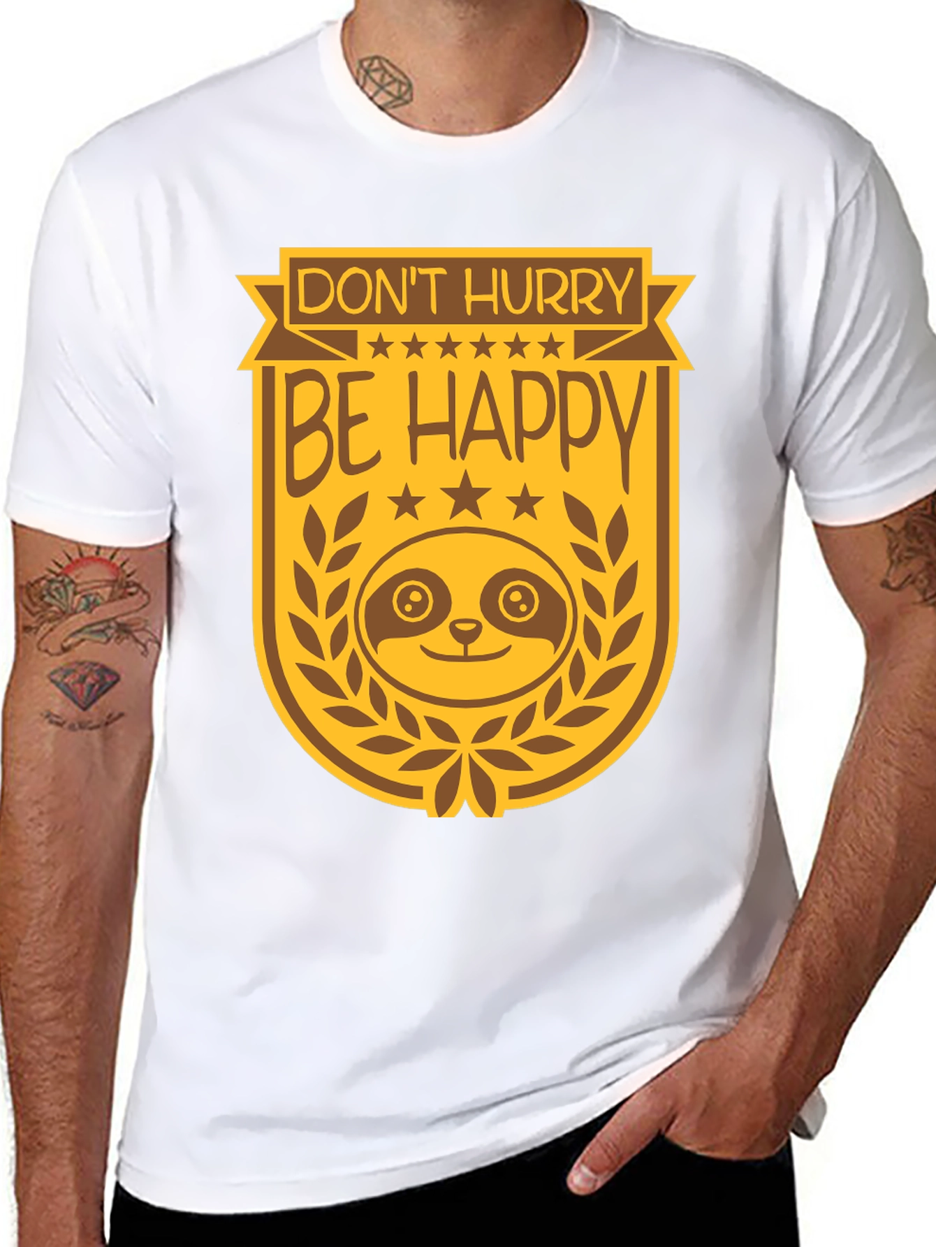 Dont Hurry Be Happy Sloth Graphic Tee