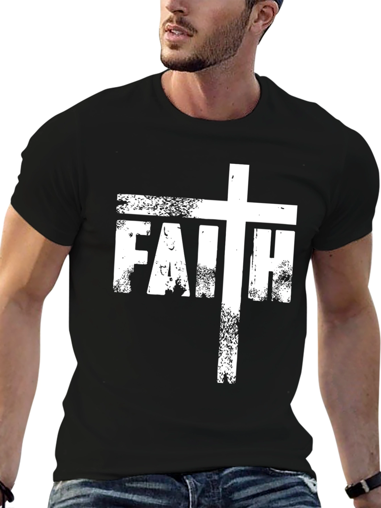 Faith Cross Graphic T-Shirt - Black