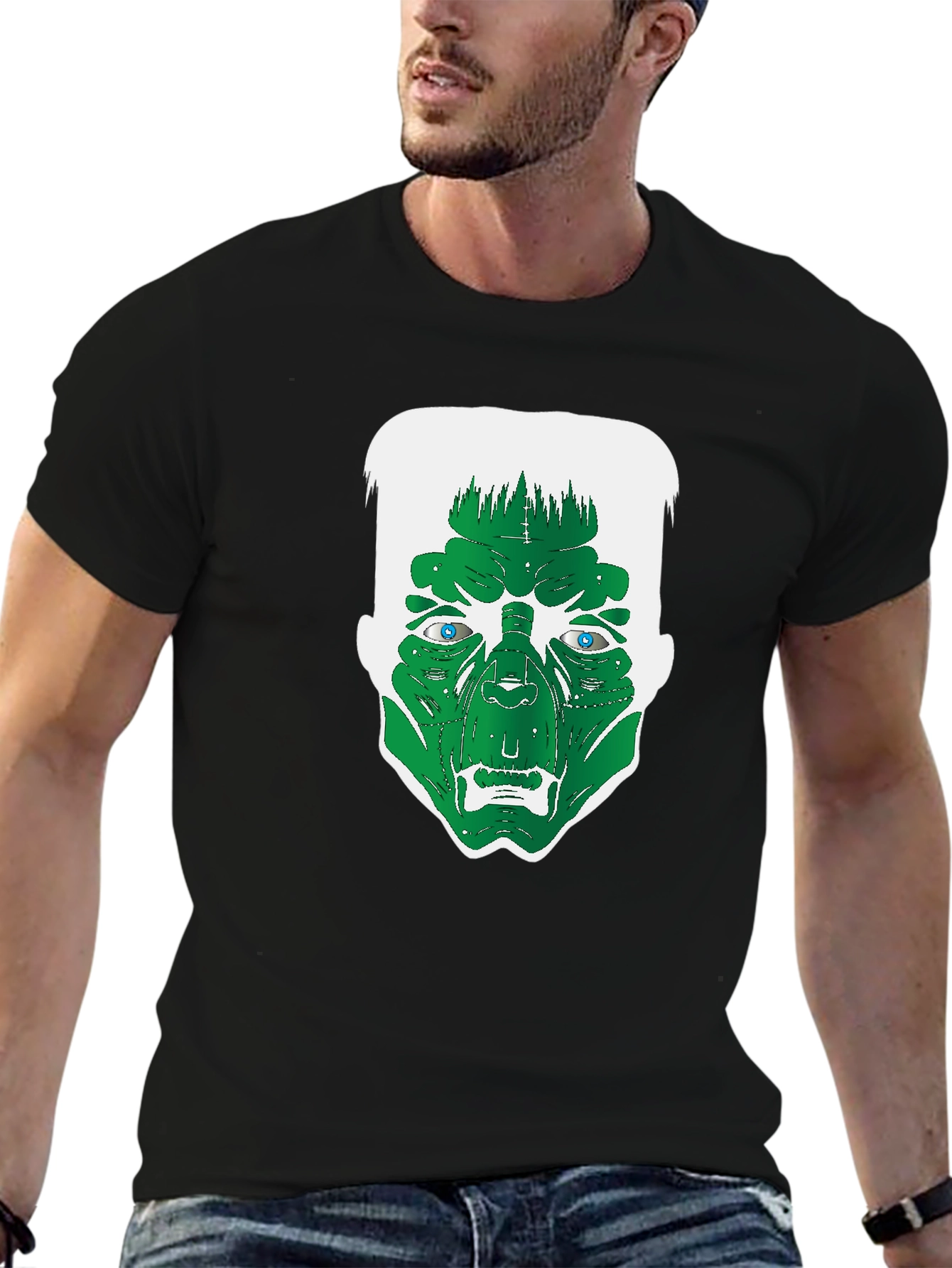 Frankenstein Graphic Tee - Black Cotton T-Shirt
