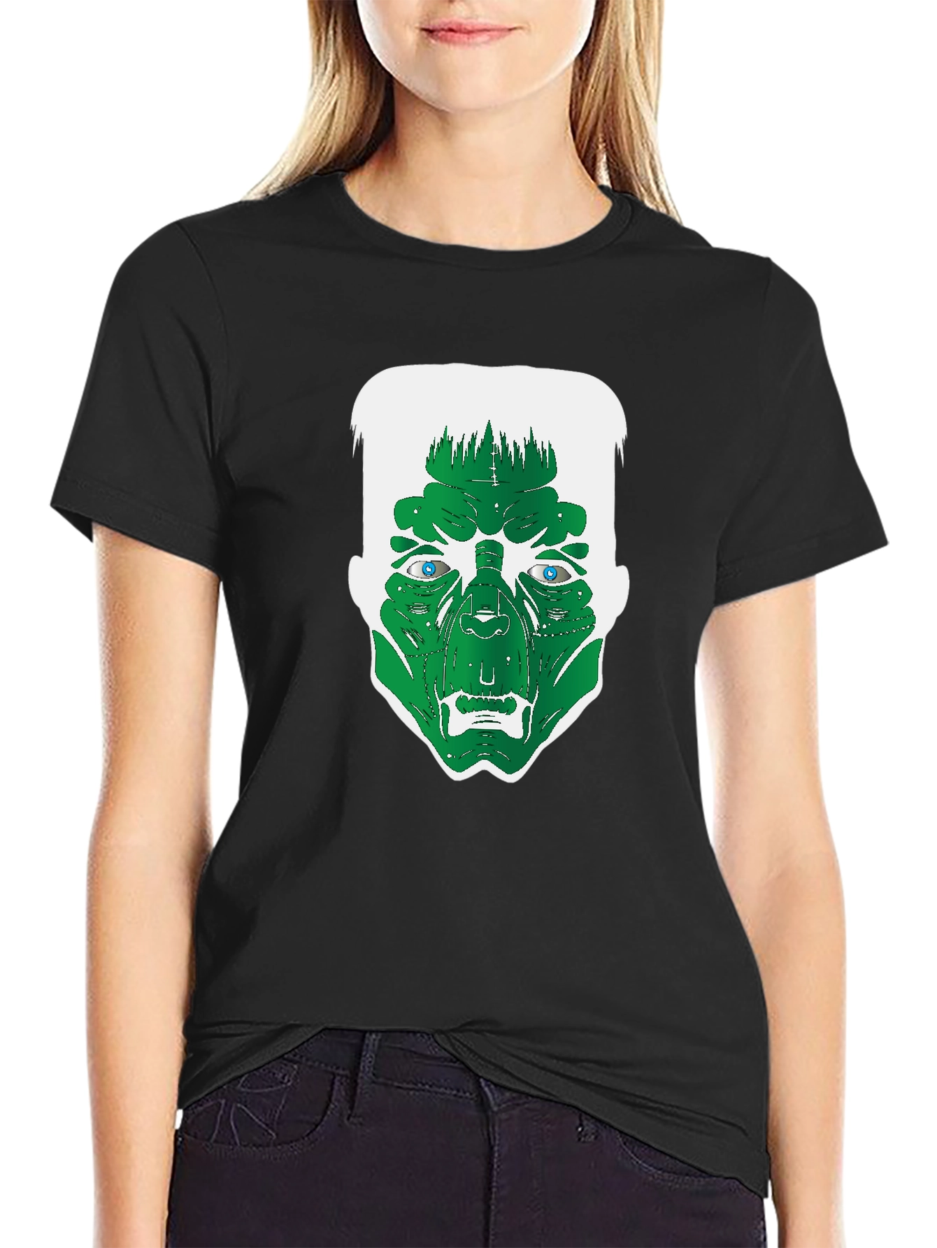 Frankenstein Graphic Tee - Black Cotton T-Shirt