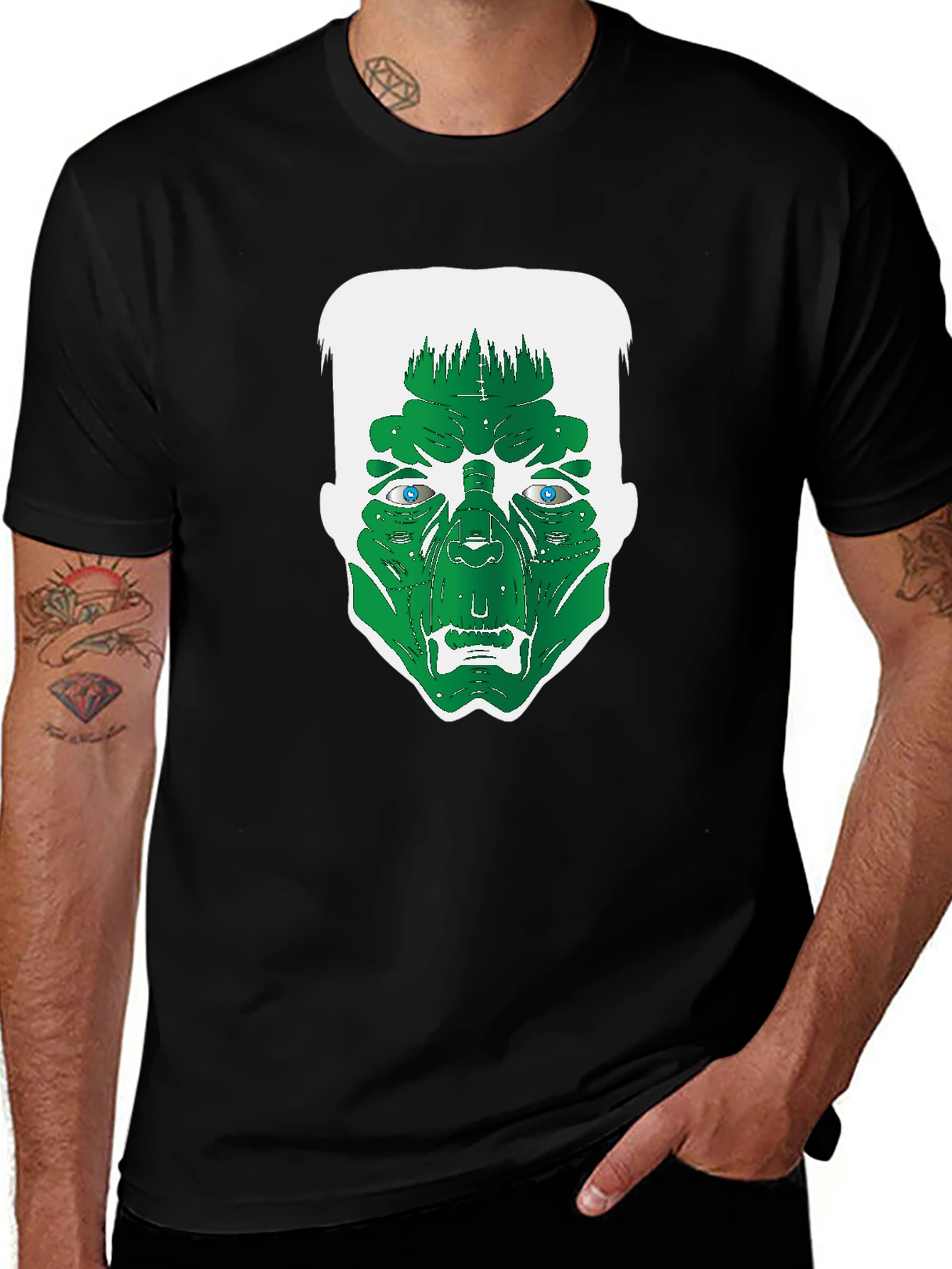 Frankenstein Graphic Tee - Black Cotton T-Shirt