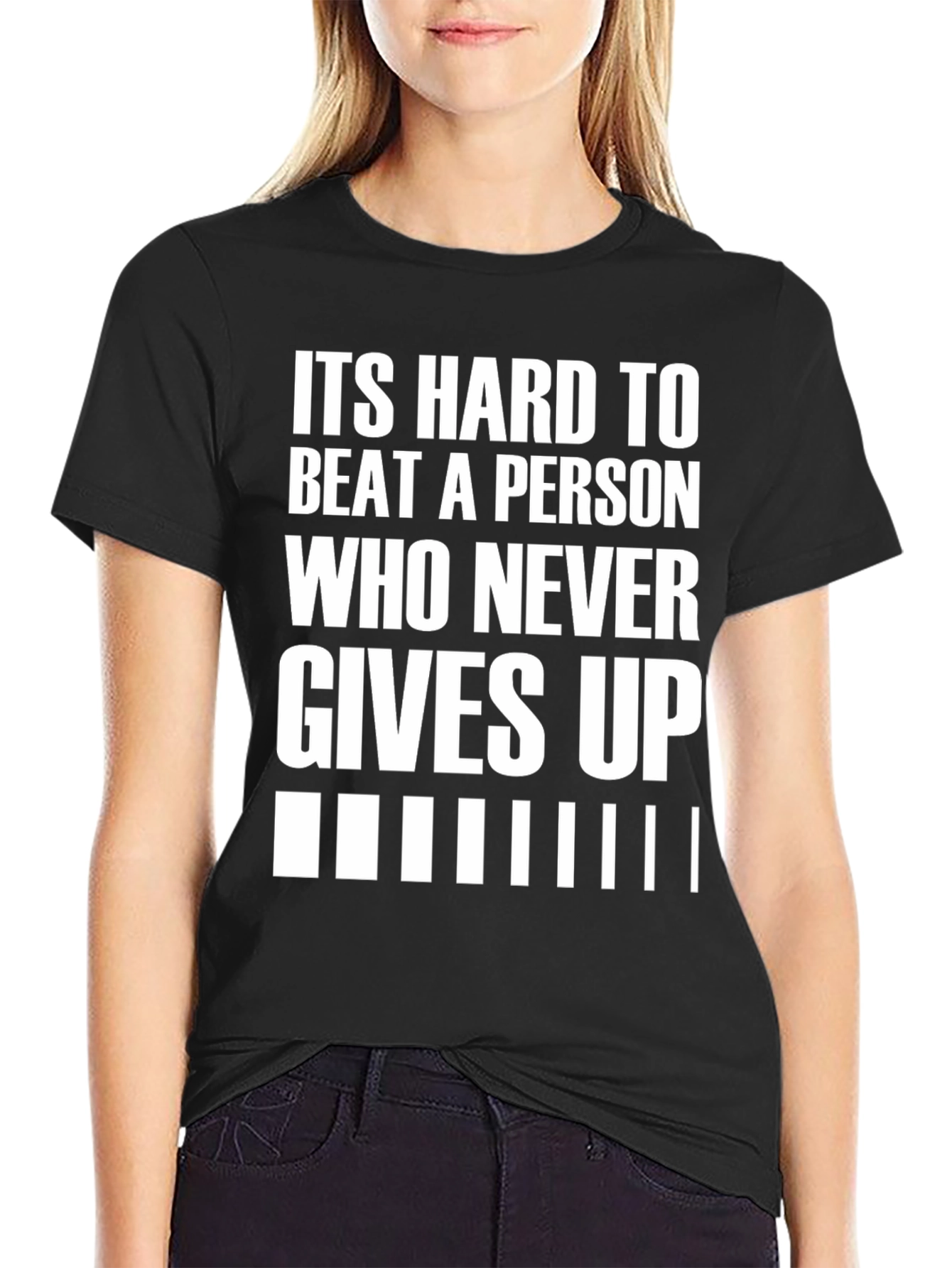 Motivational Black T-Shirt: Never Give Up