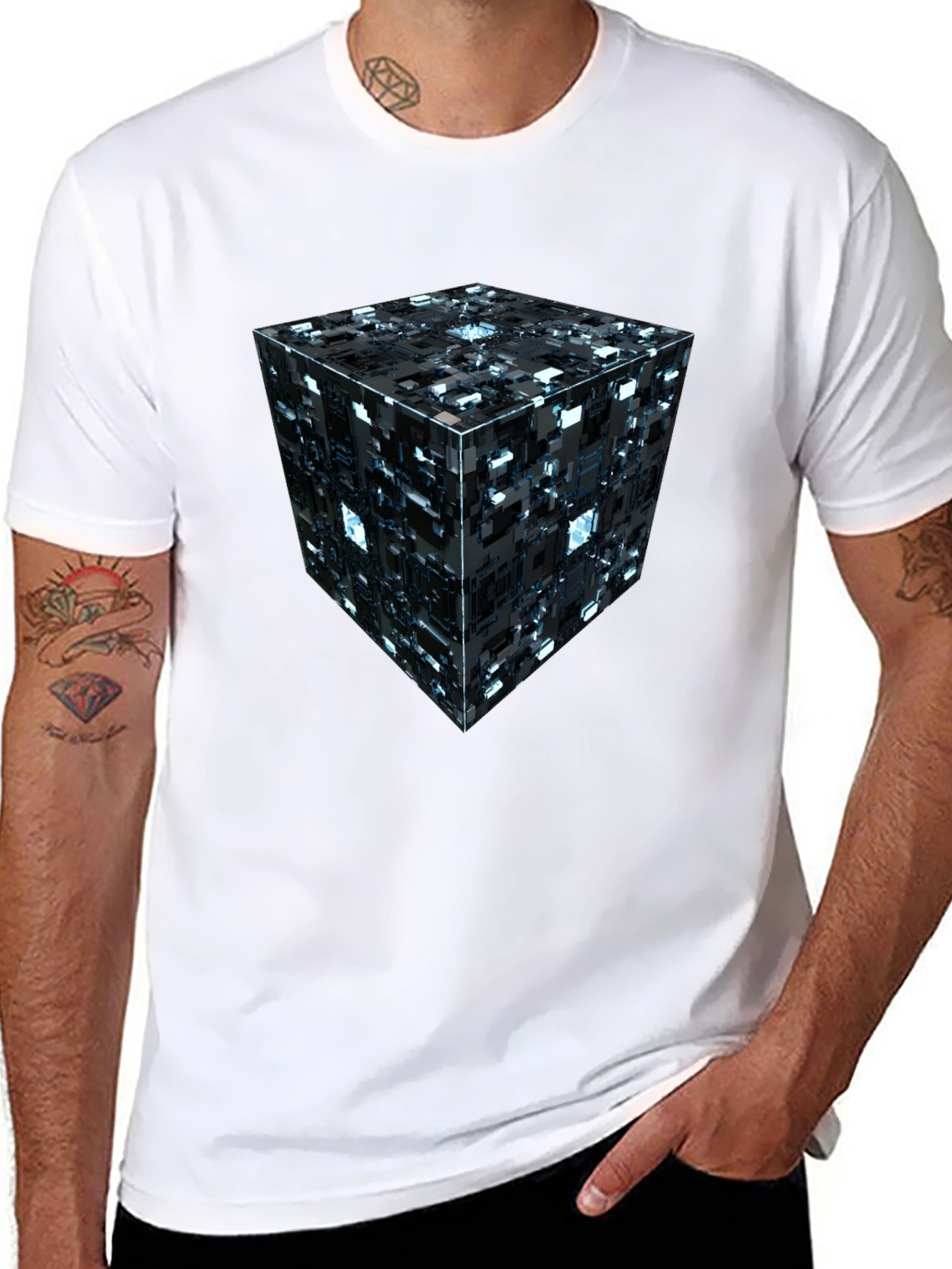 Abstract Tech Cube Graphic T-Shirt - Modern Design