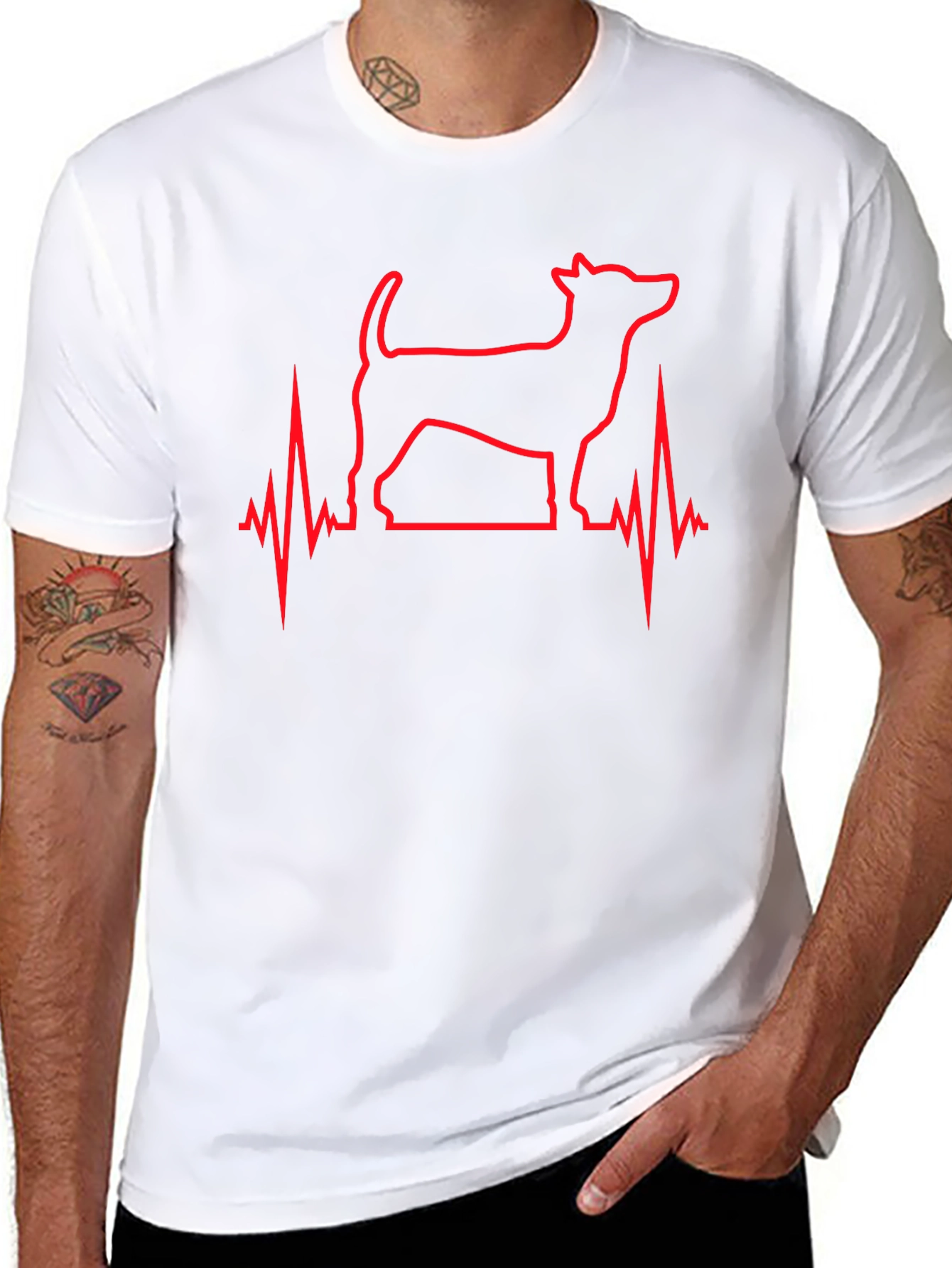 Dog Heartbeat Line Art T-Shirt