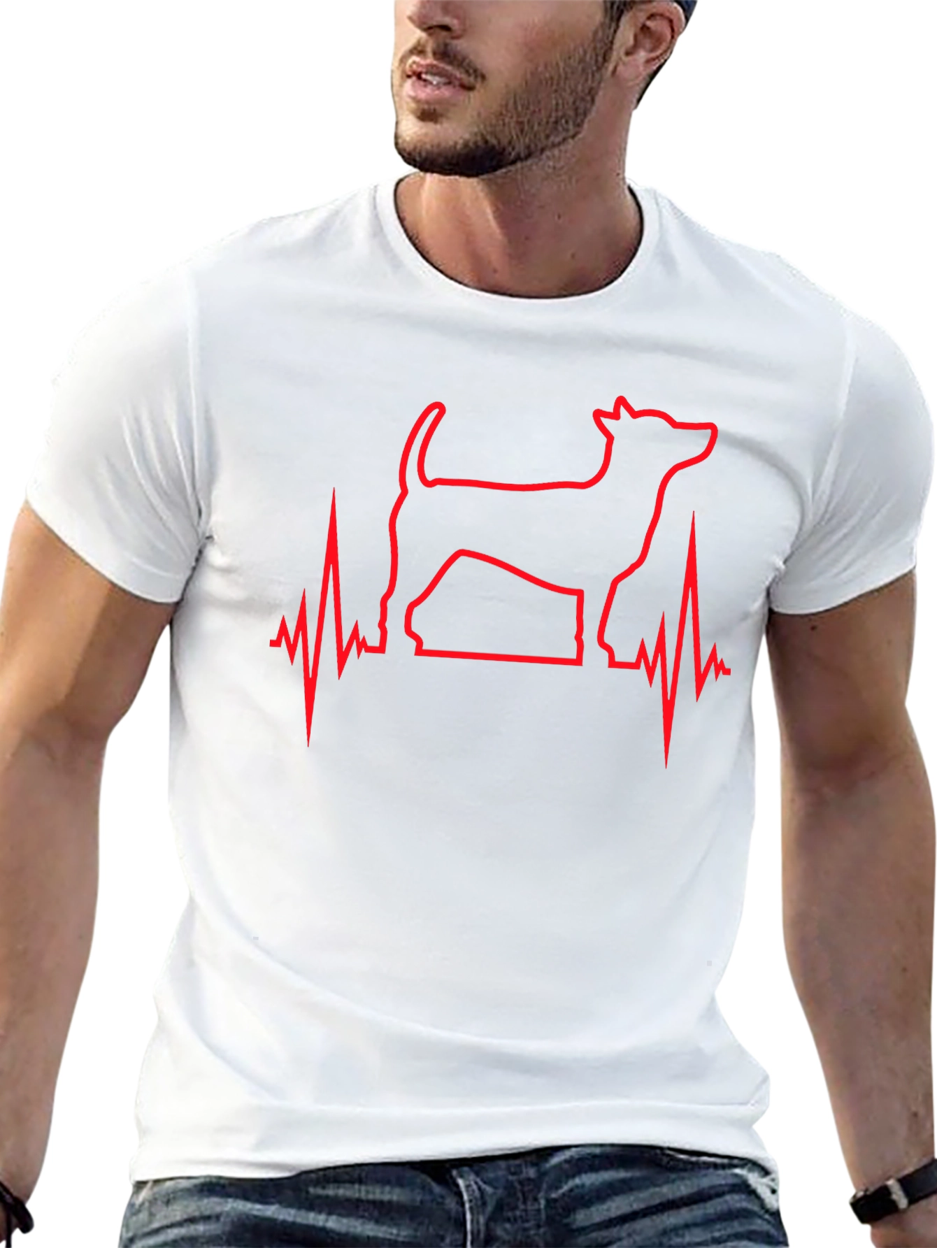 Dog Heartbeat Line Art T-Shirt