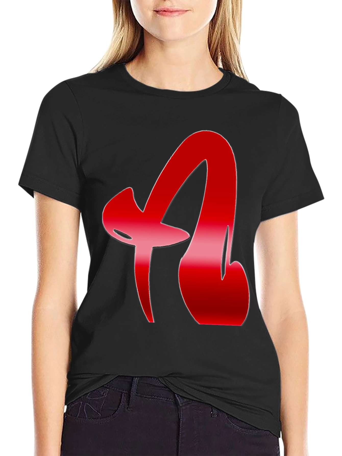 Red Letter Graphic Black T-Shirt