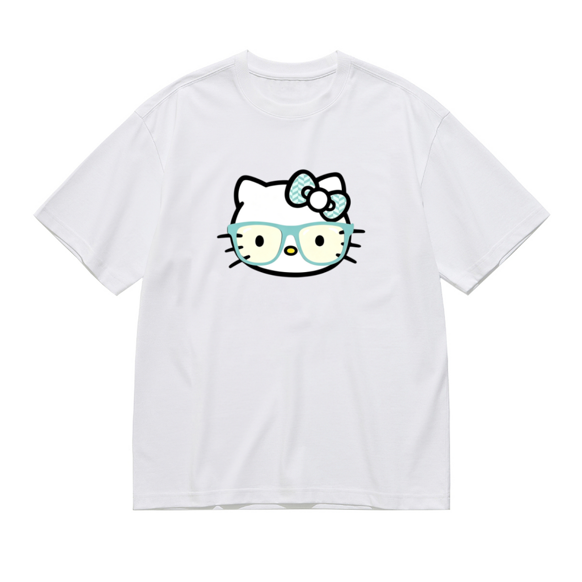 Nerdy Glasses Style Hello Kitty Cute Plus Size Women T?Shirt