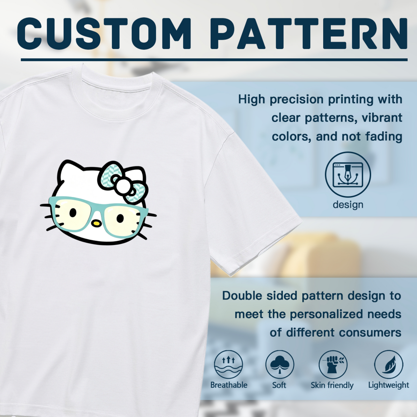 Nerdy Glasses Style Hello Kitty Cute Plus Size Women T?Shirt