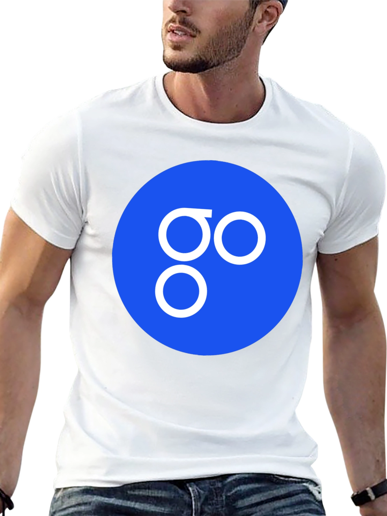 Blue Circle GO Logo Black T-Shirt Casual Cotton Tee