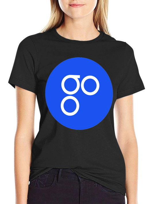 Blue Circle GO Logo Black T-Shirt Casual Cotton Tee
