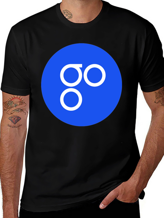 Blue Circle GO Logo Black T-Shirt Casual Cotton Tee