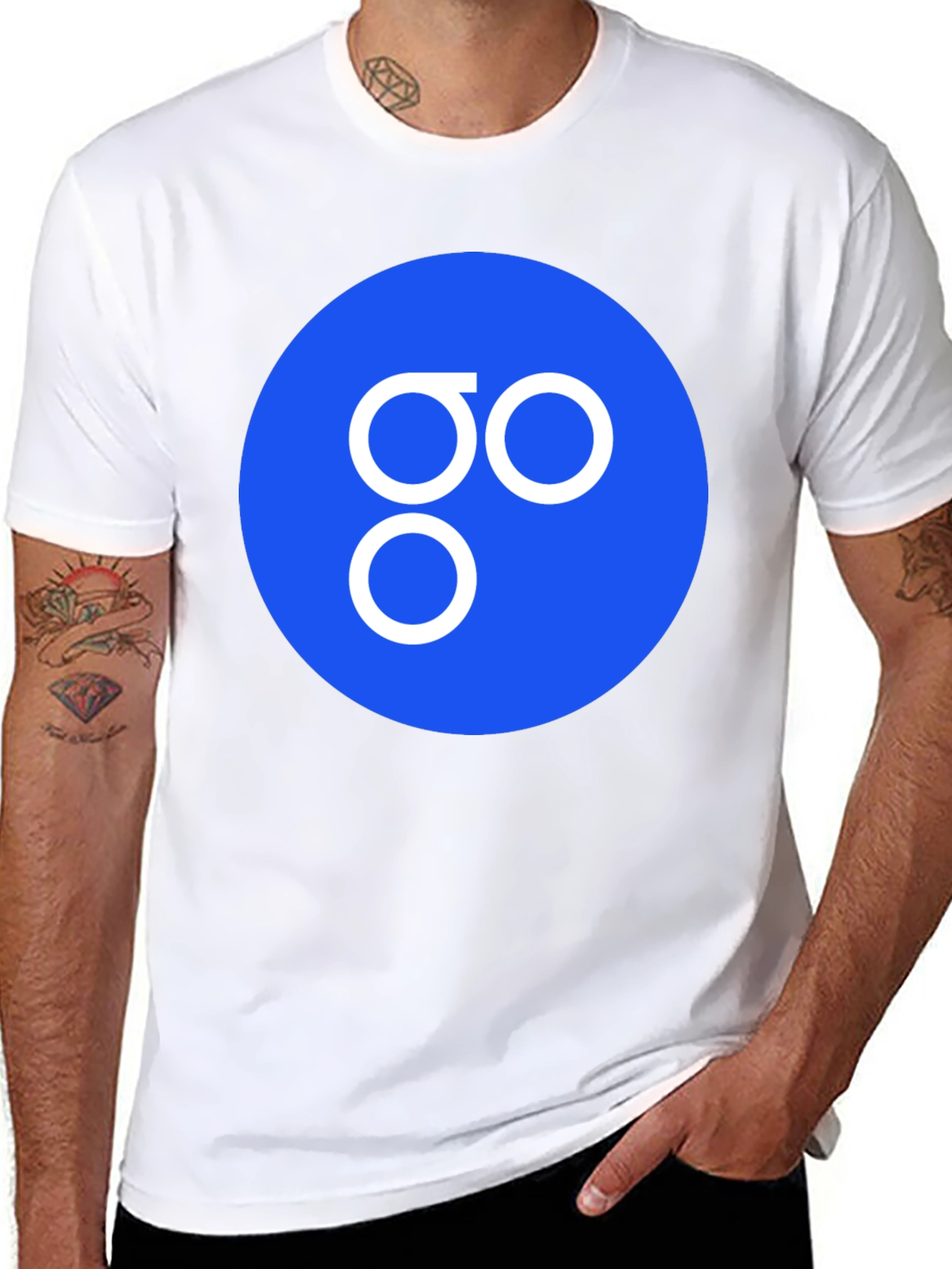 Blue Circle GO Logo Black T-Shirt Casual Cotton Tee