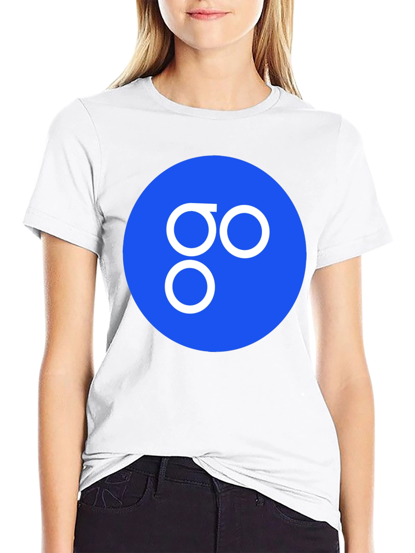 Blue Circle GO Logo Black T-Shirt Casual Cotton Tee