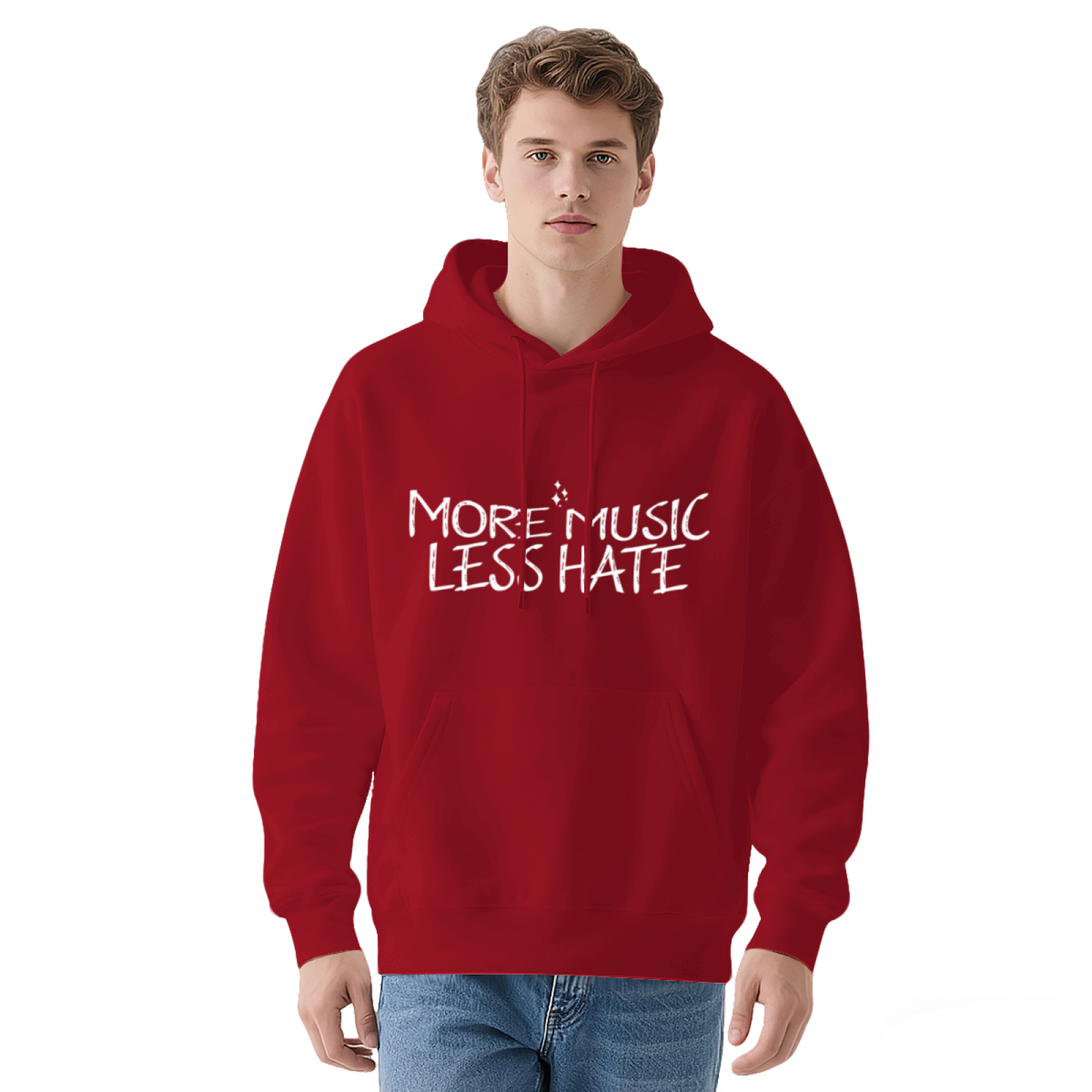 More Music Less Hate Simple Text Unisex Hoodie, Ultra Soft Comfort Street Wear