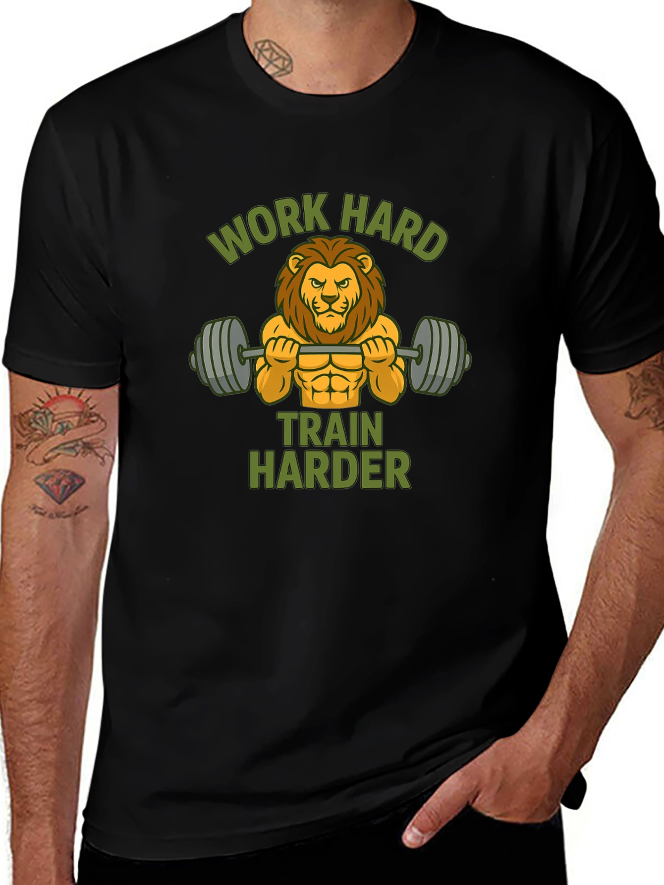 Work Hard Train Harder Lion Gym T-Shirt