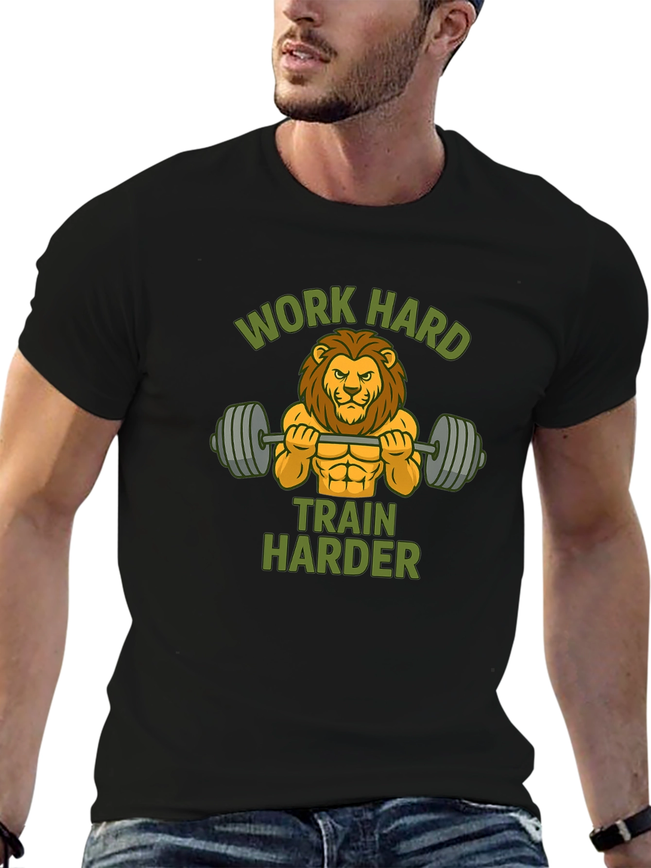Work Hard Train Harder Lion Gym T-Shirt