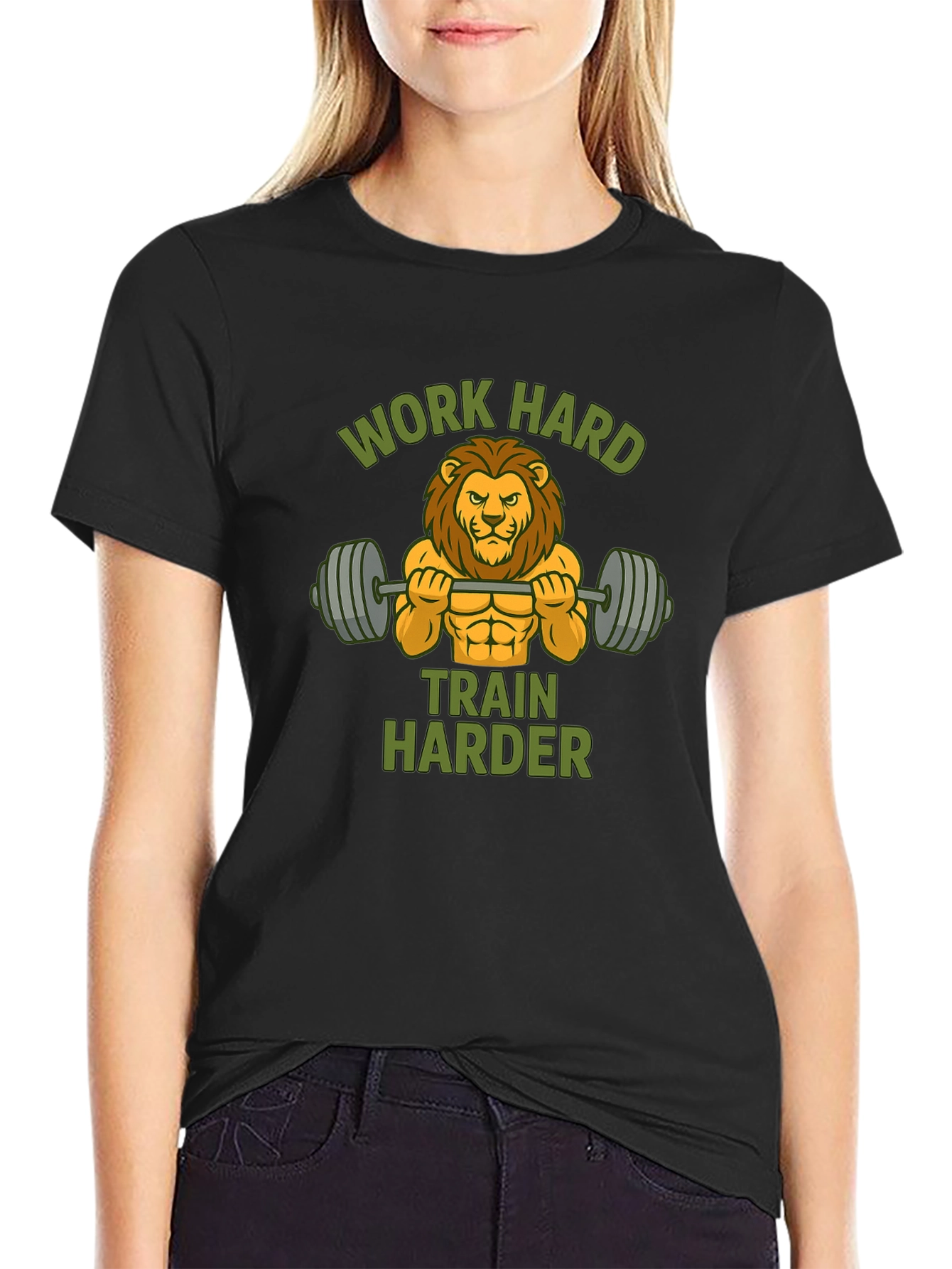 Work Hard Train Harder Lion Gym T-Shirt