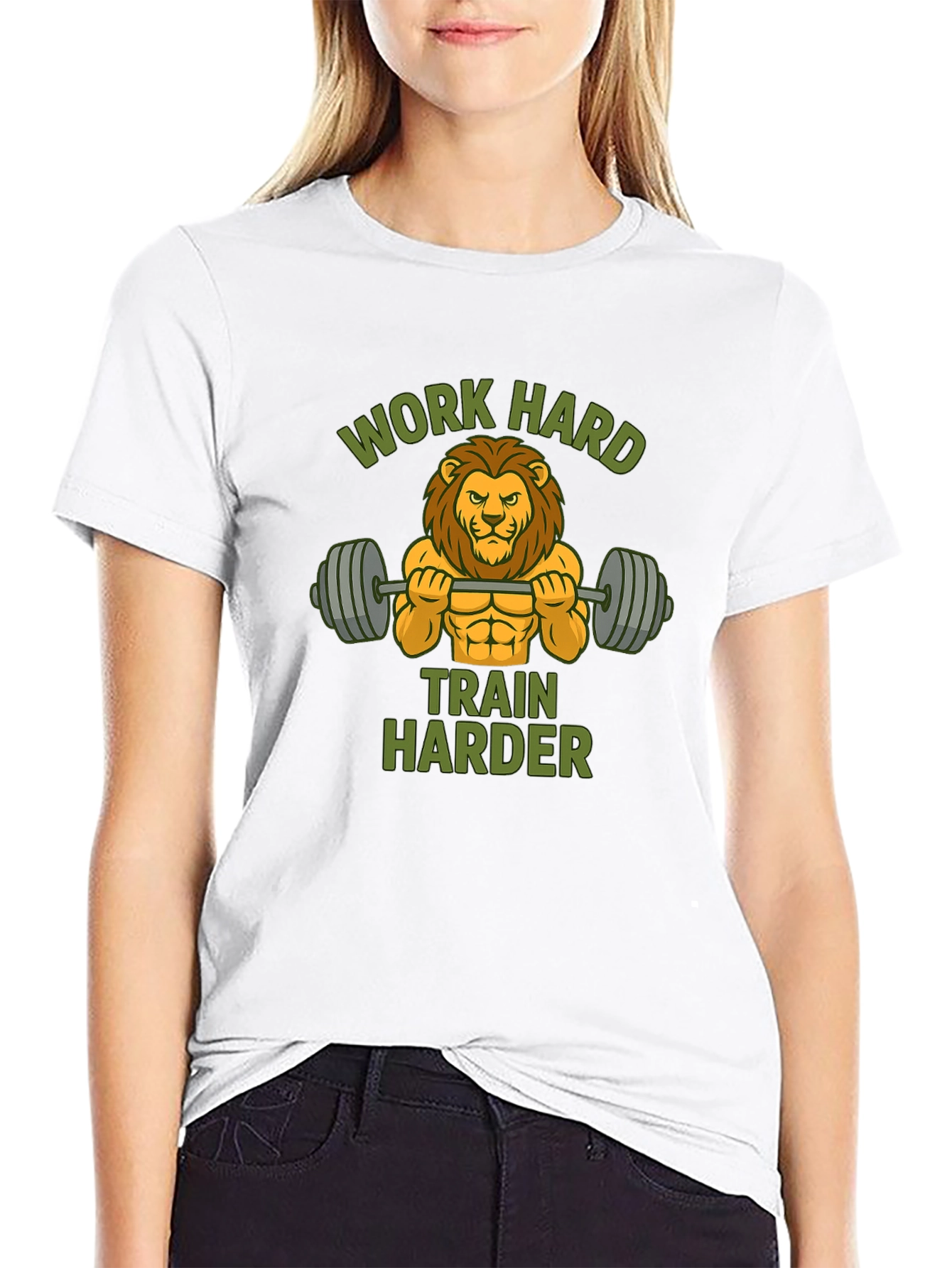 Work Hard Train Harder Lion Gym T-Shirt