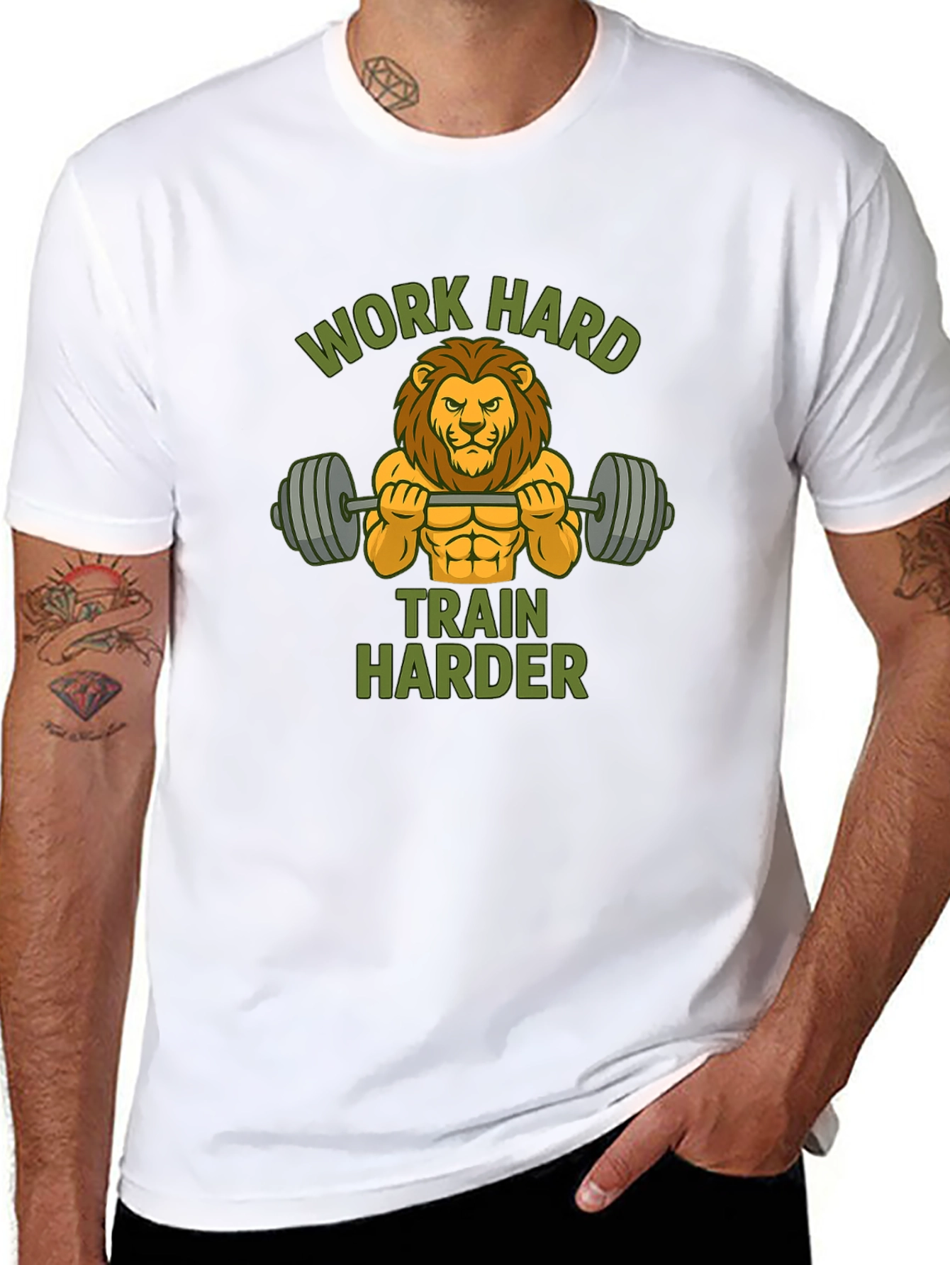 Work Hard Train Harder Lion Gym T-Shirt