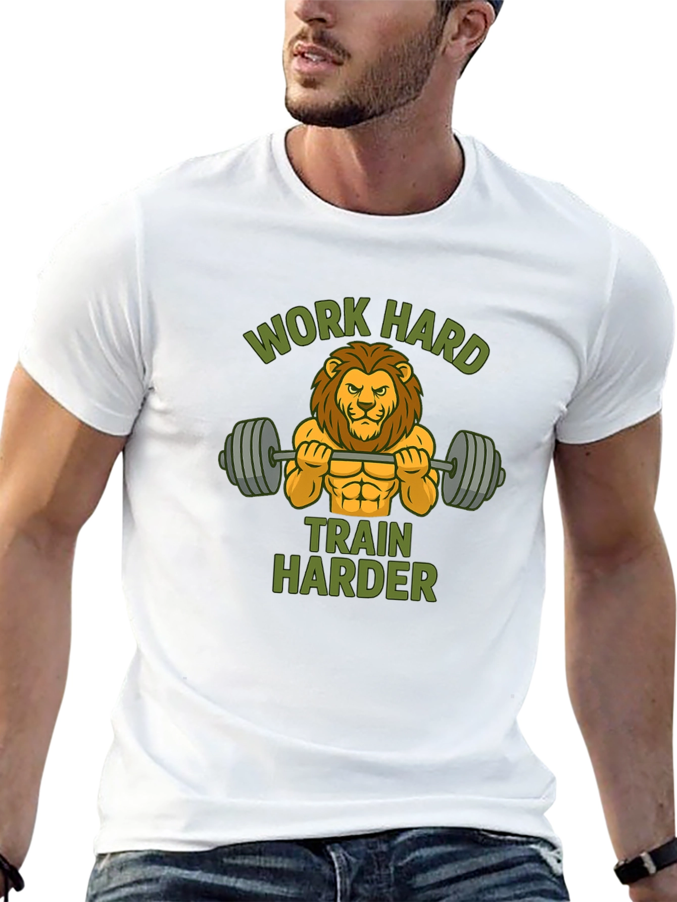 Work Hard Train Harder Lion Gym T-Shirt