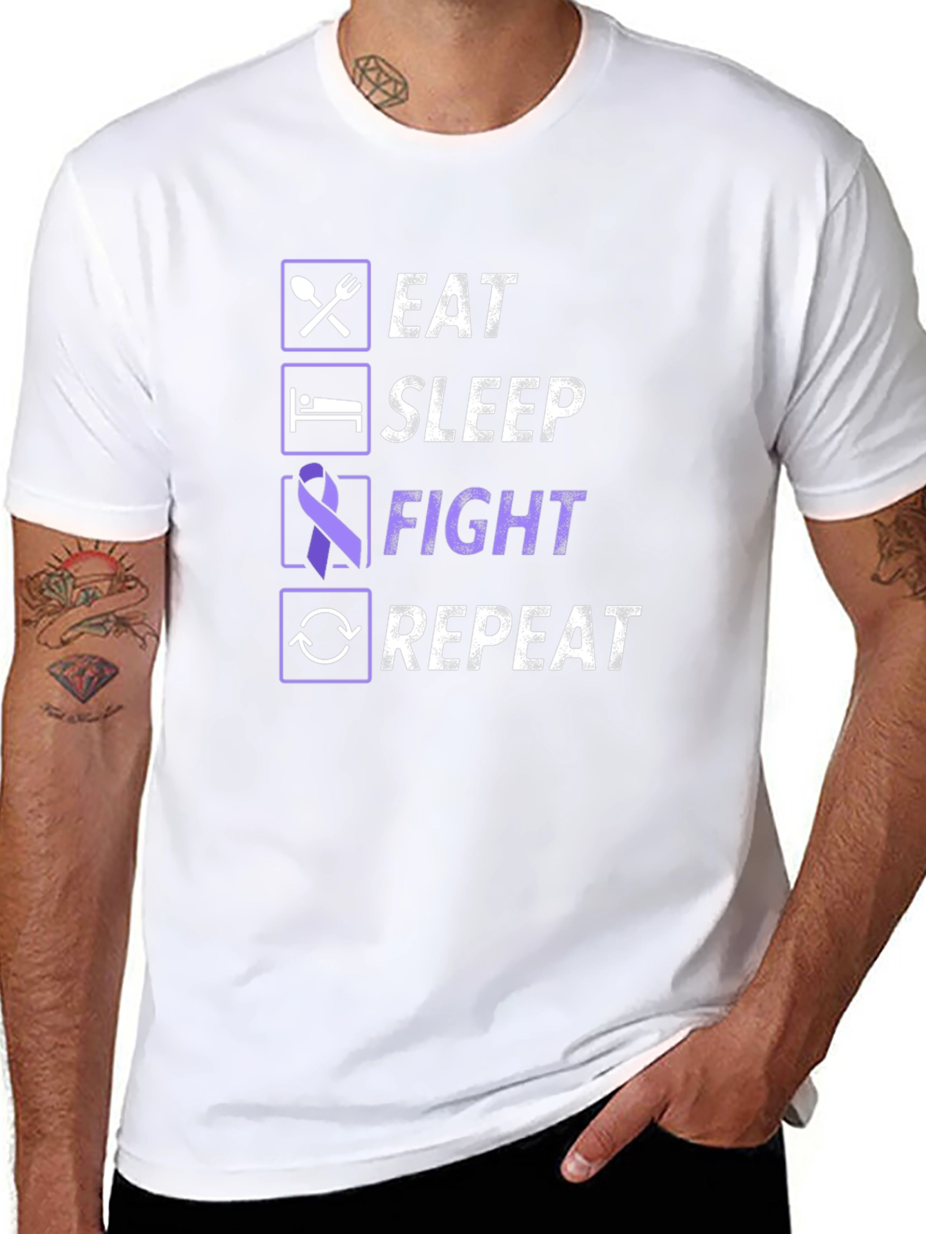 Eat Sleep Fight Repeat Awareness T-Shirt