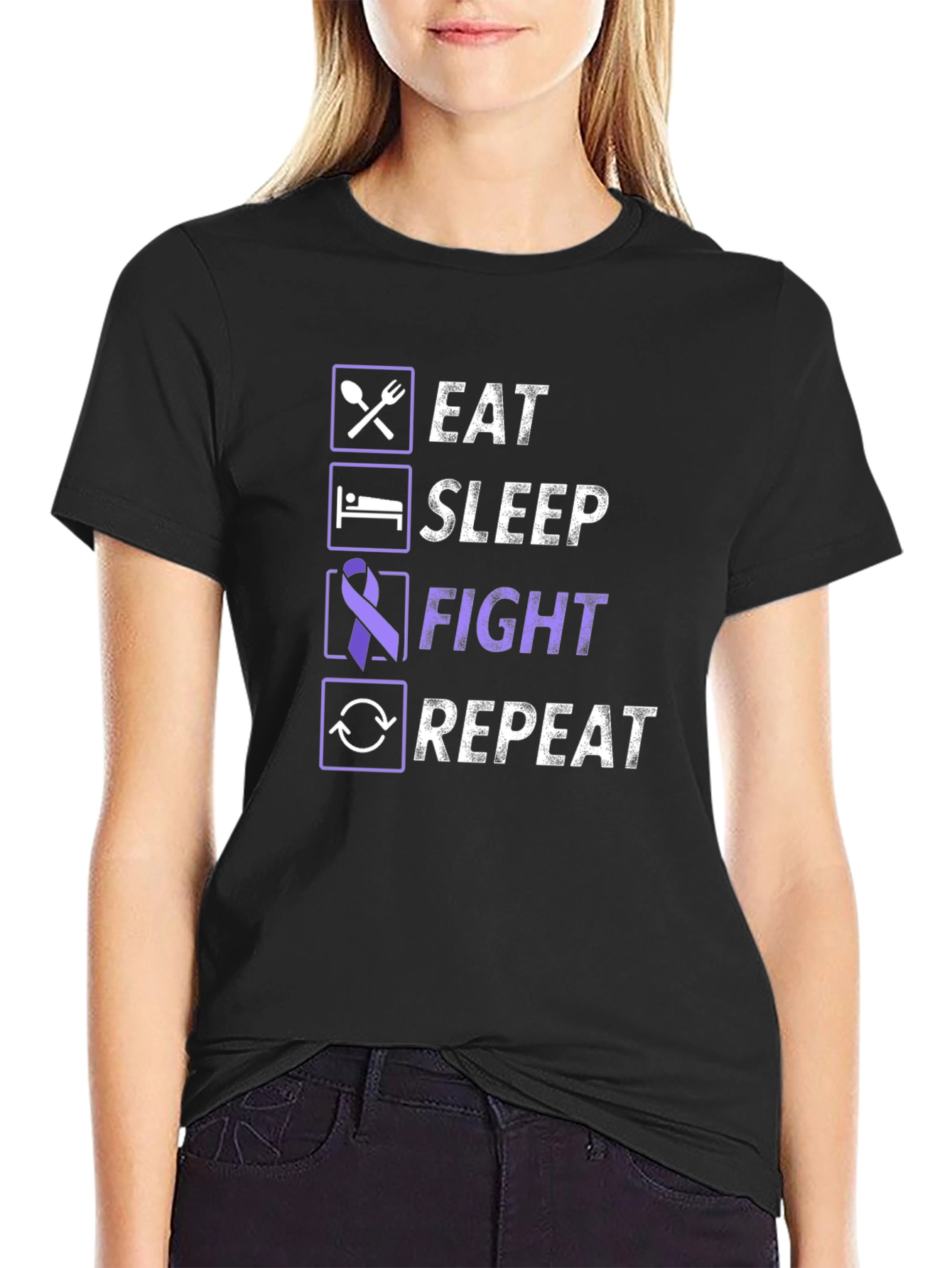 Eat Sleep Fight Repeat Awareness T-Shirt