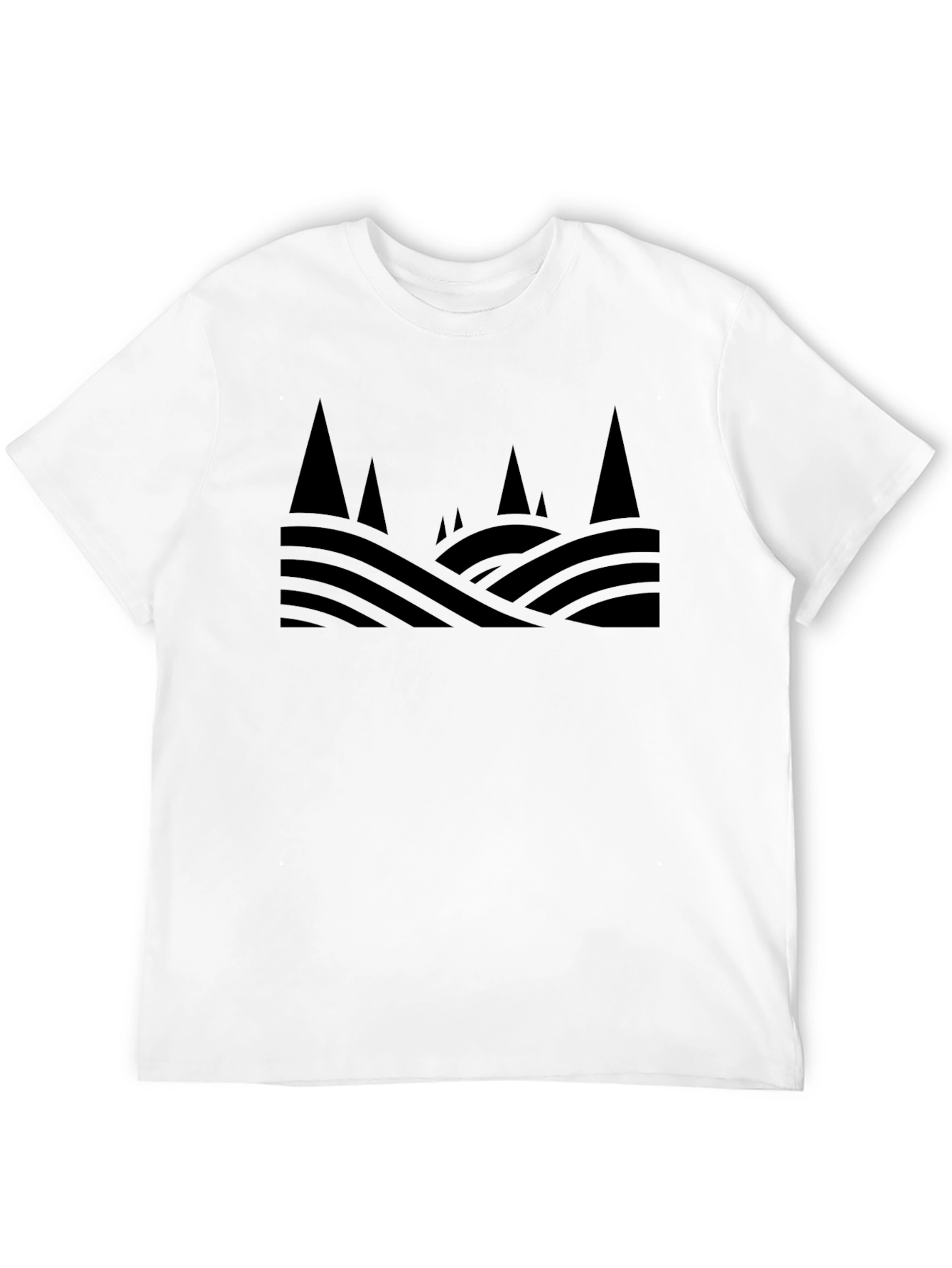 Mens Black Graphic Tee - Abstract Mountain Design